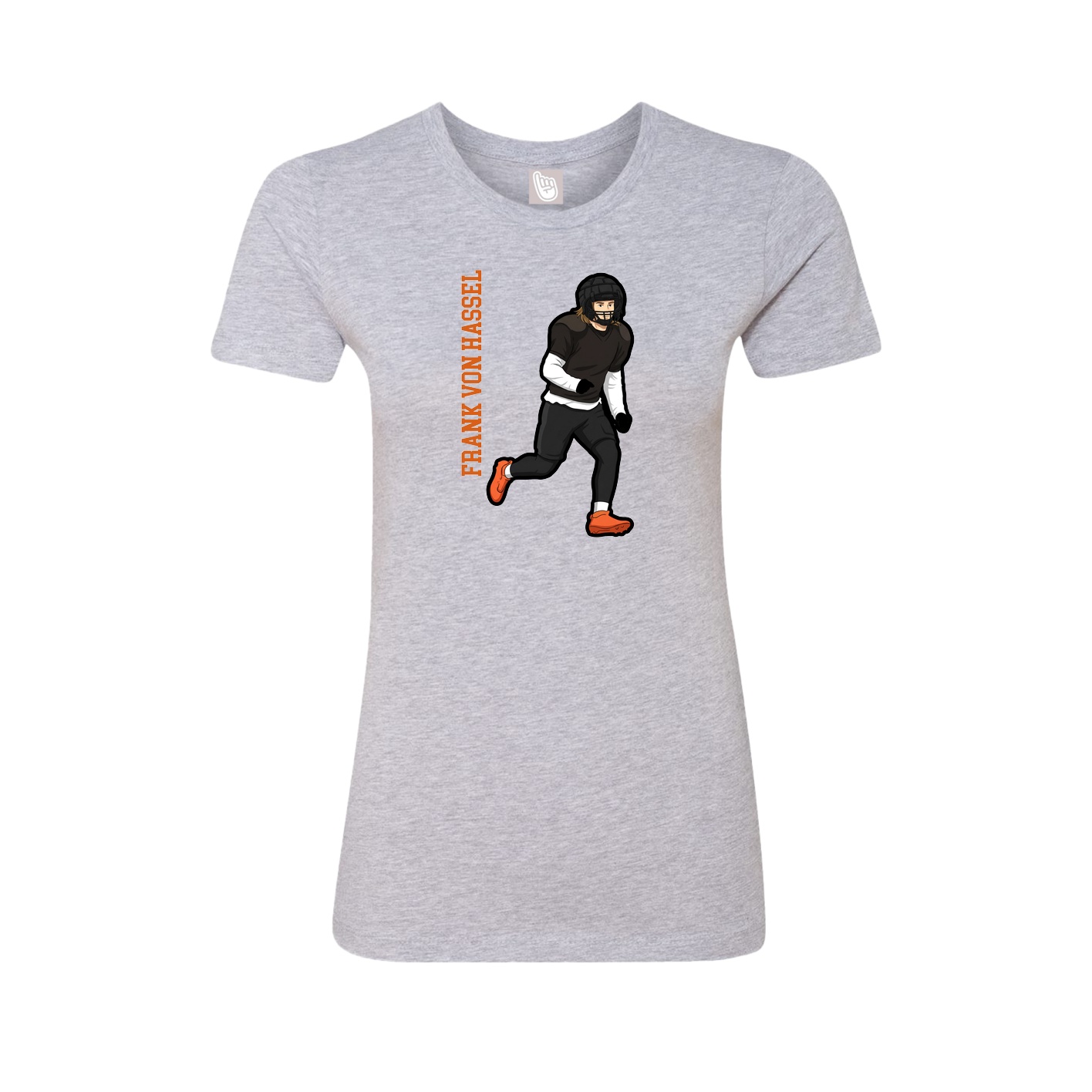 Fitted Women's Tee — Name Vertical in Grey
