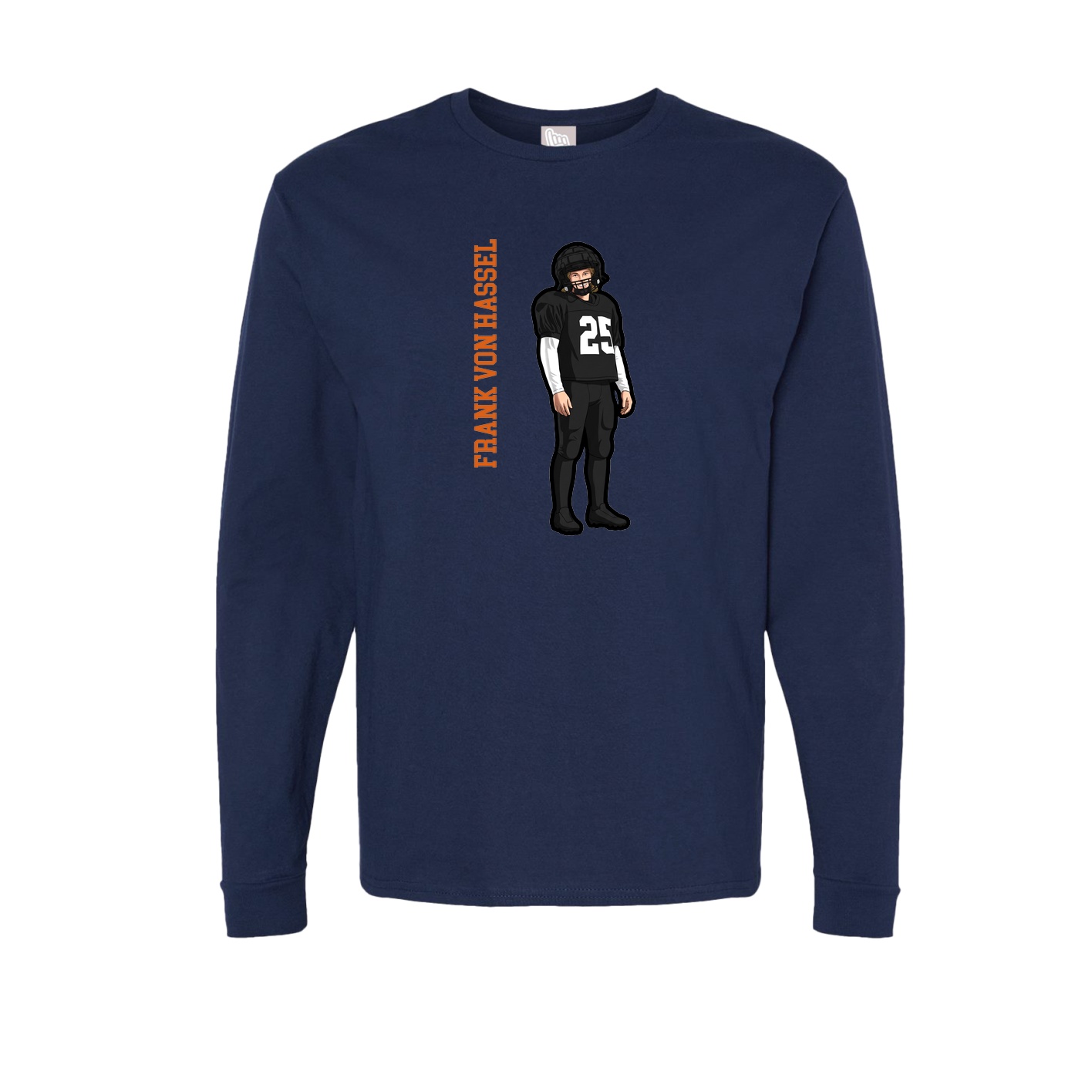 Long Sleeve Tee — Name Vertical in Navy