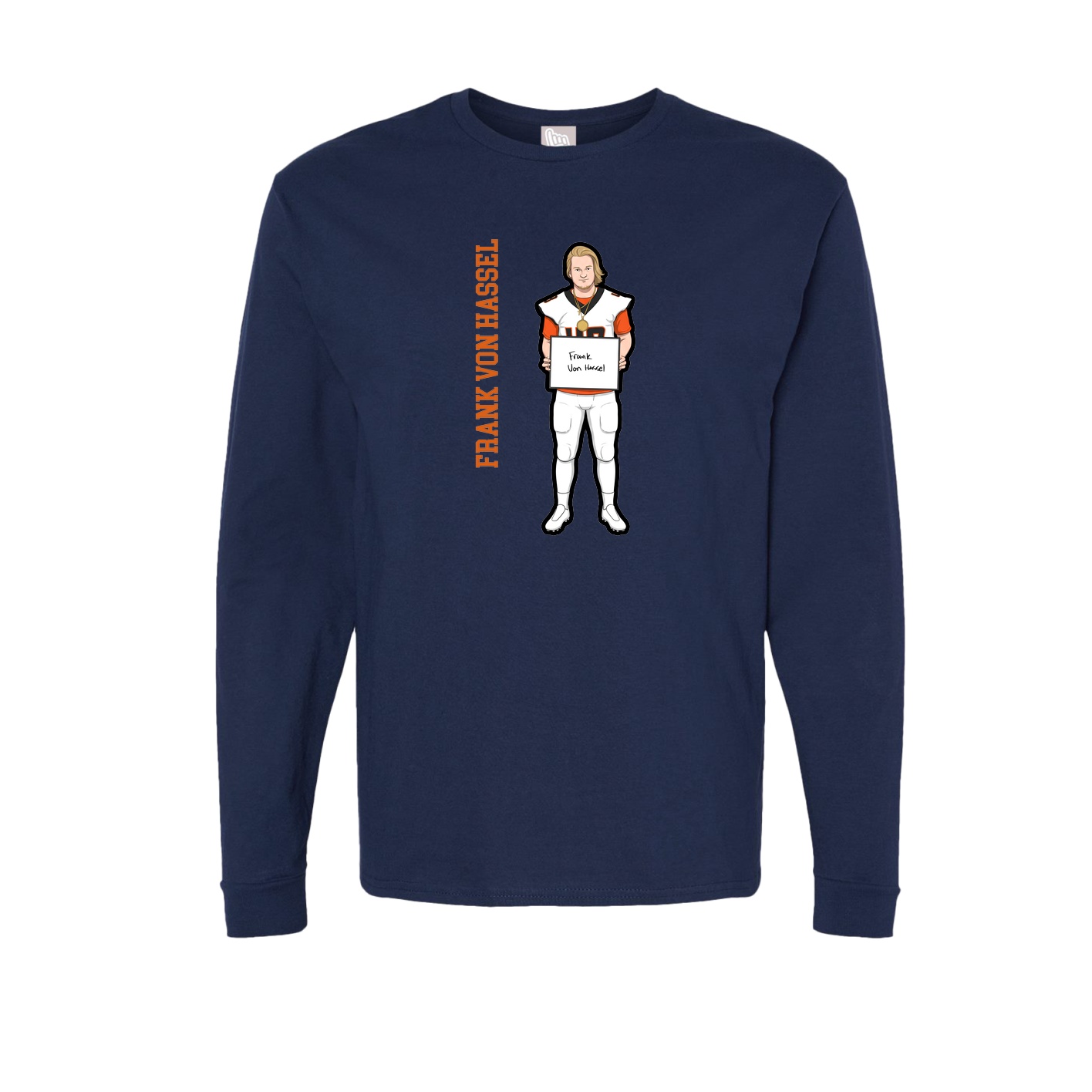 Long Sleeve Tee — Name Vertical in Navy