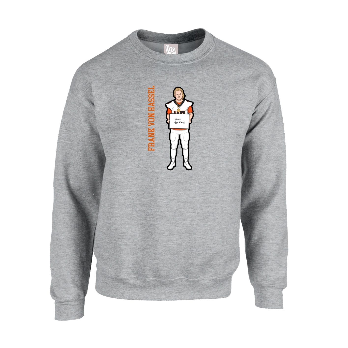Fleece Crew — Name Vertical in Grey