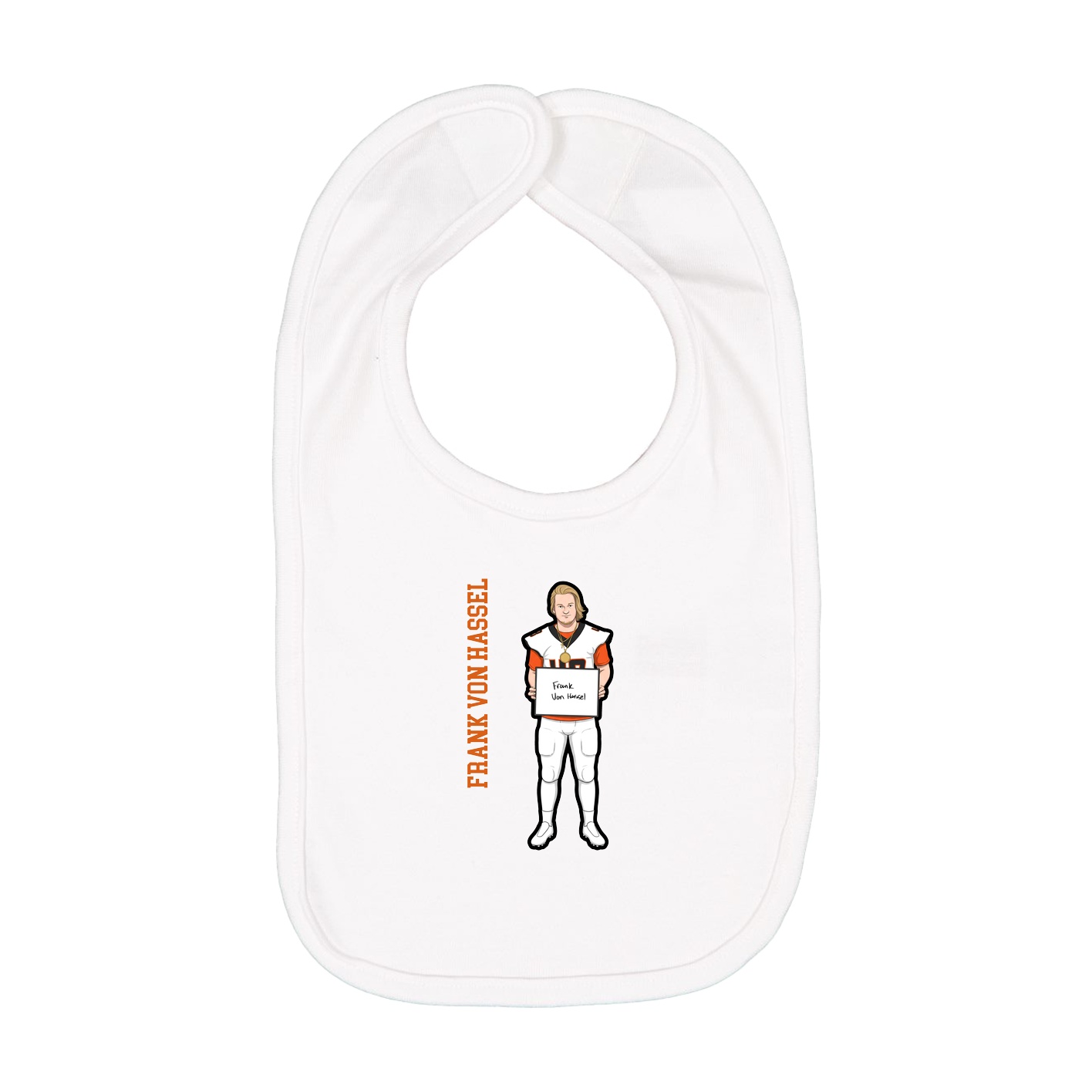 Infant Bib — Name Vertical in White