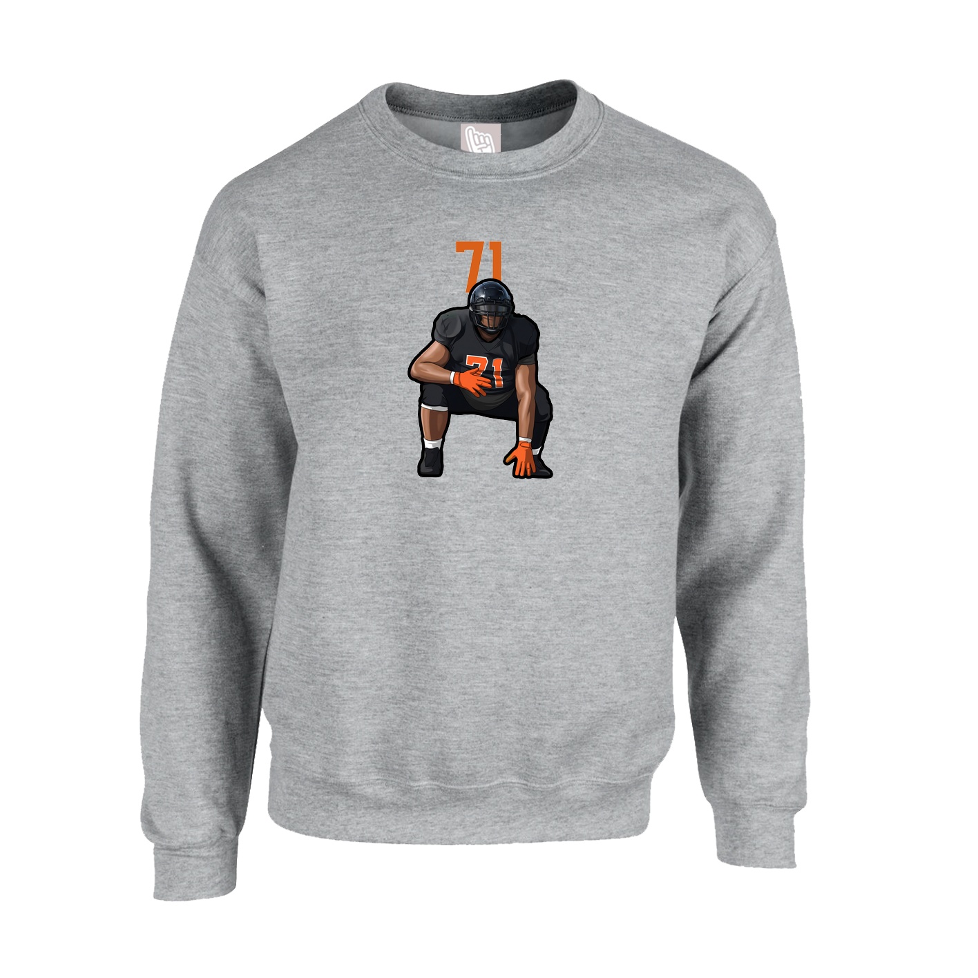 Fleece Crew — Number Top in Grey