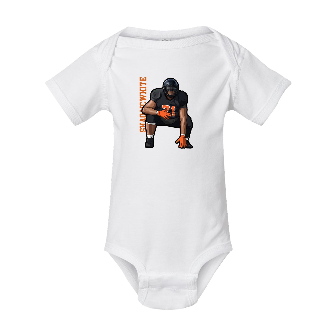 Baby Onesie — Name Vertical in White