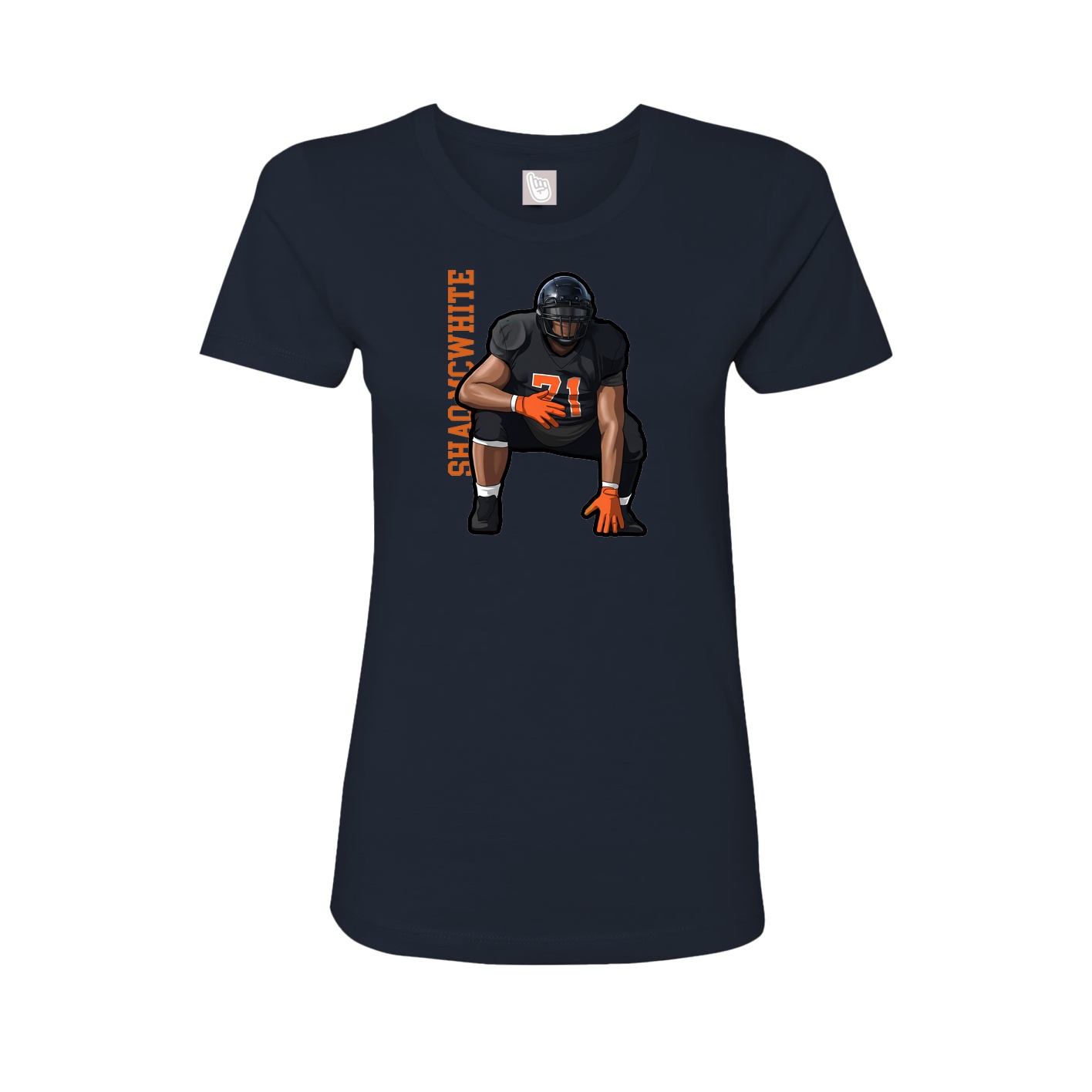 Fitted Women's Tee — Name Vertical in Navy