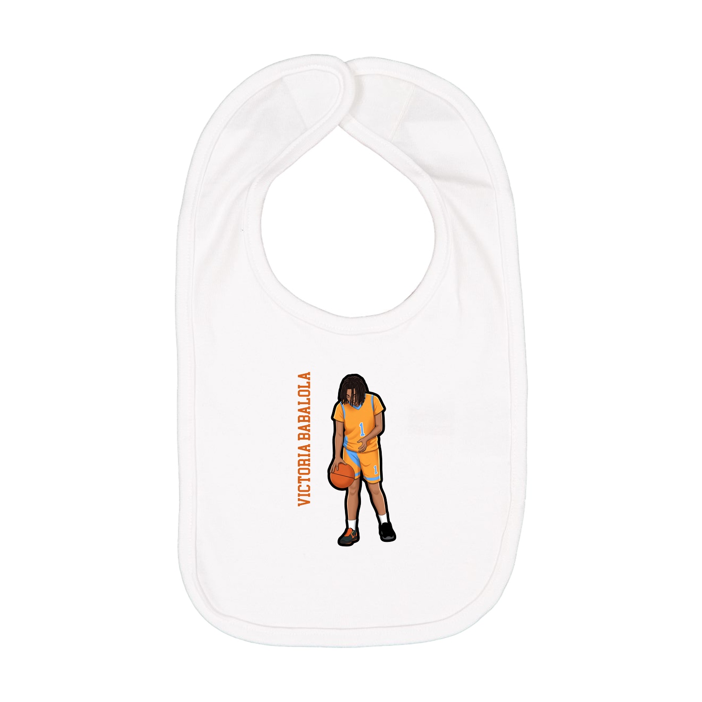 Infant Bib — Name Vertical in White