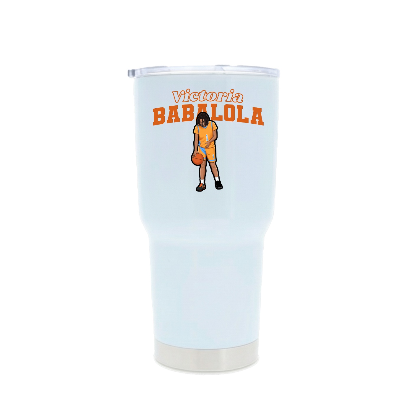 30oz Stainless Steel Tumbler — Name Arch in White