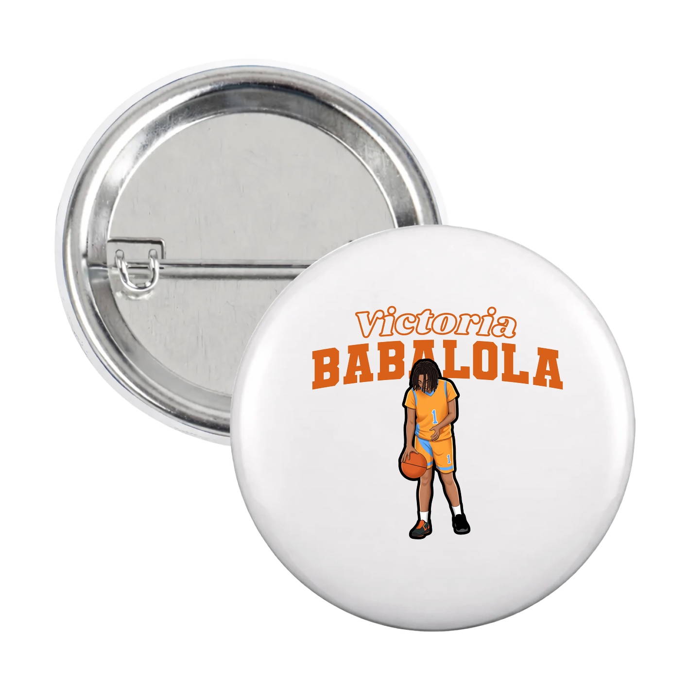 Game Day Button — Name Arch in White