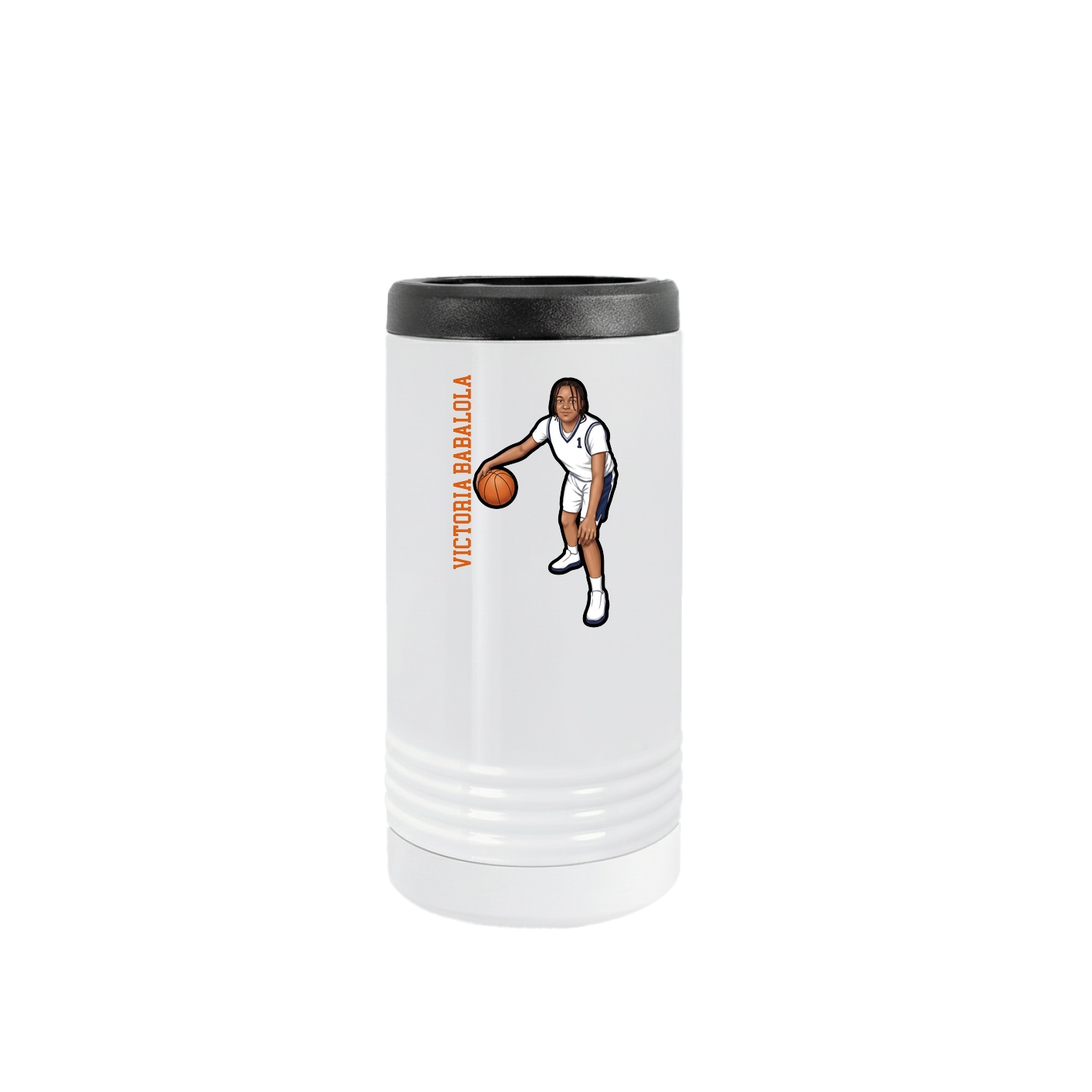 Slim Beverage Holder — Name Vertical in White