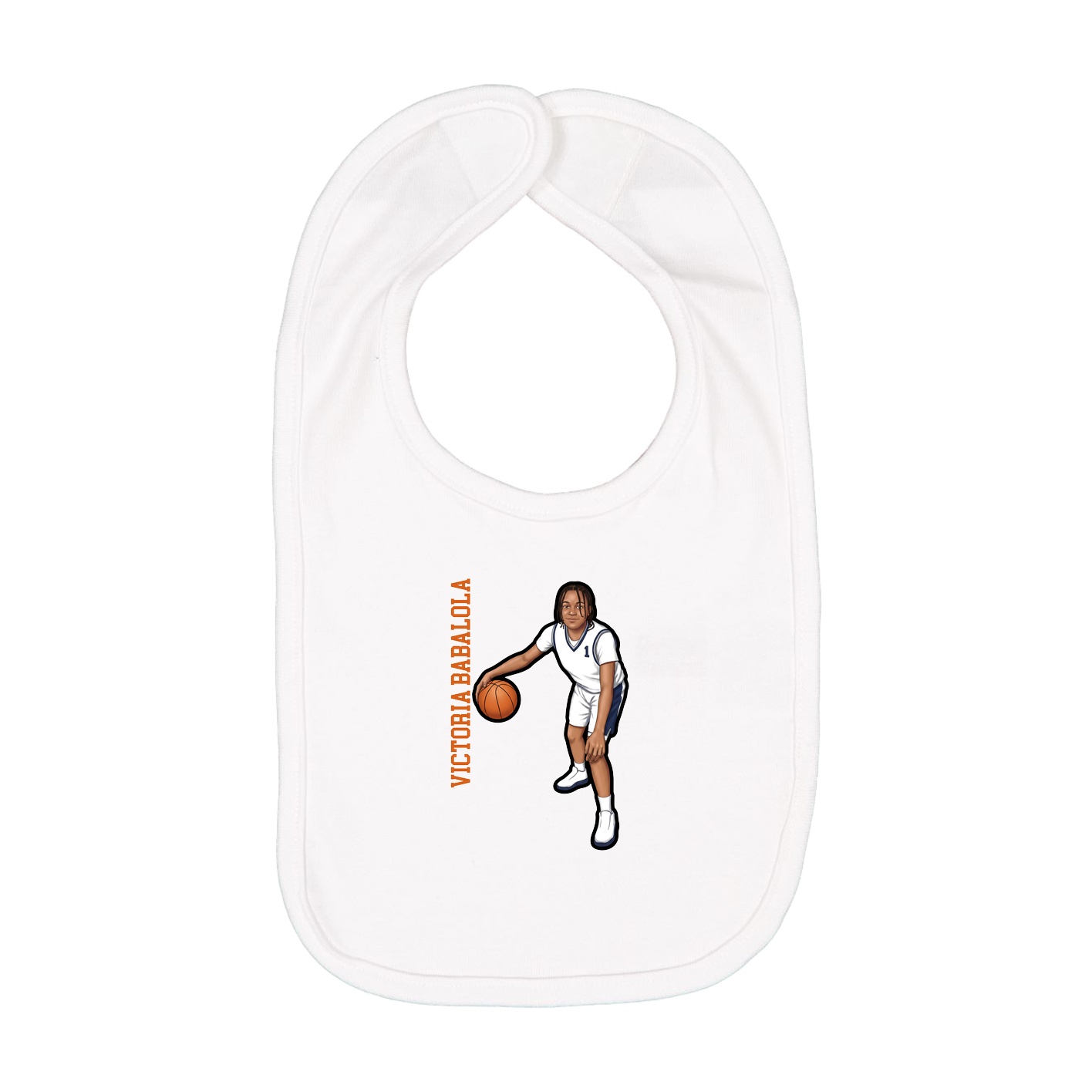 Infant Bib — Name Vertical in White