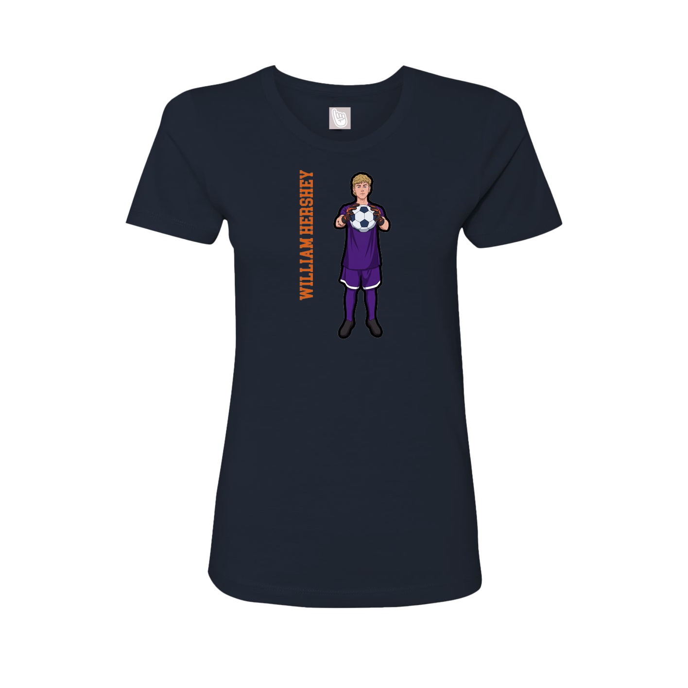 Fitted Women's Tee — Name Vertical in Navy