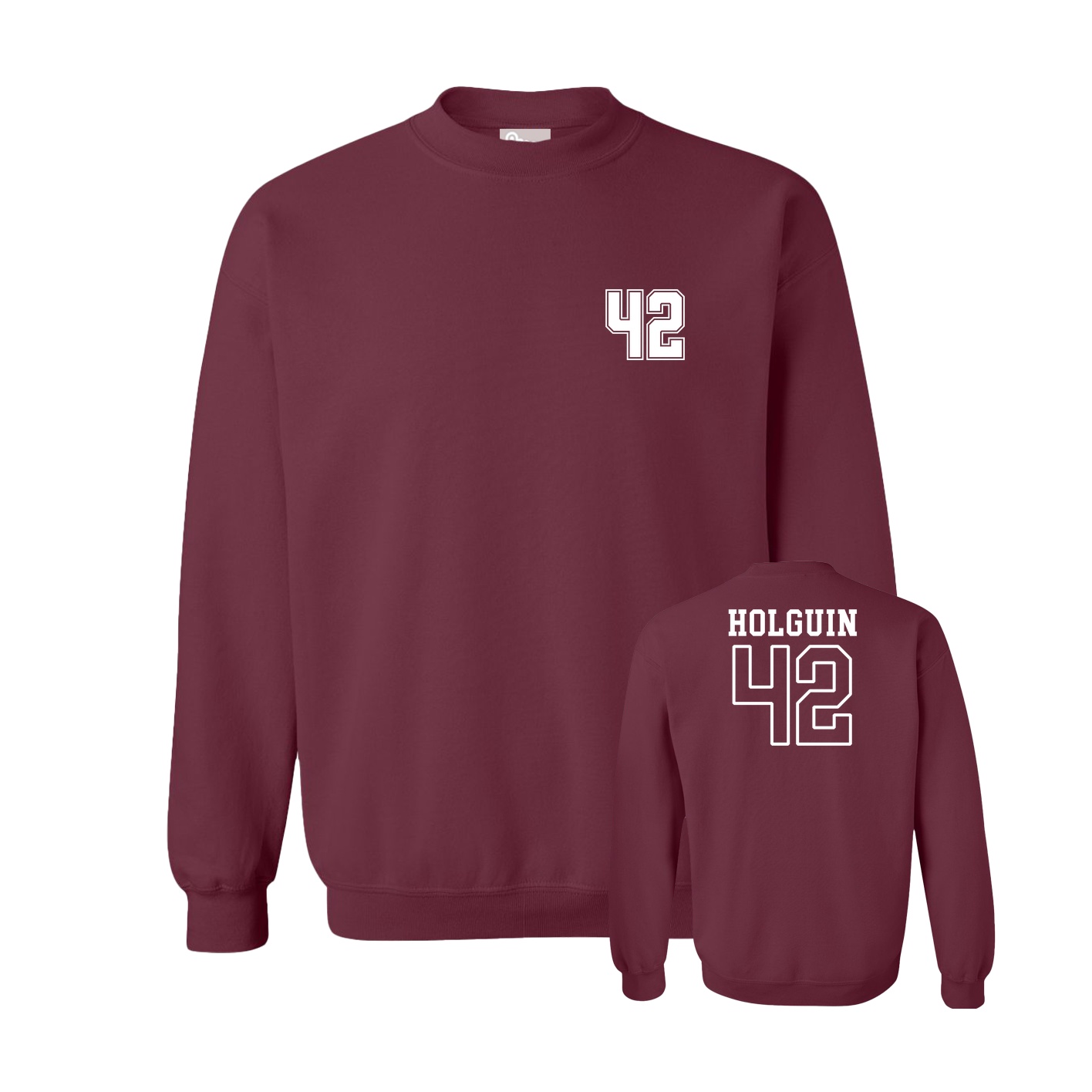 Fleece Crew — Chest Back in Maroon