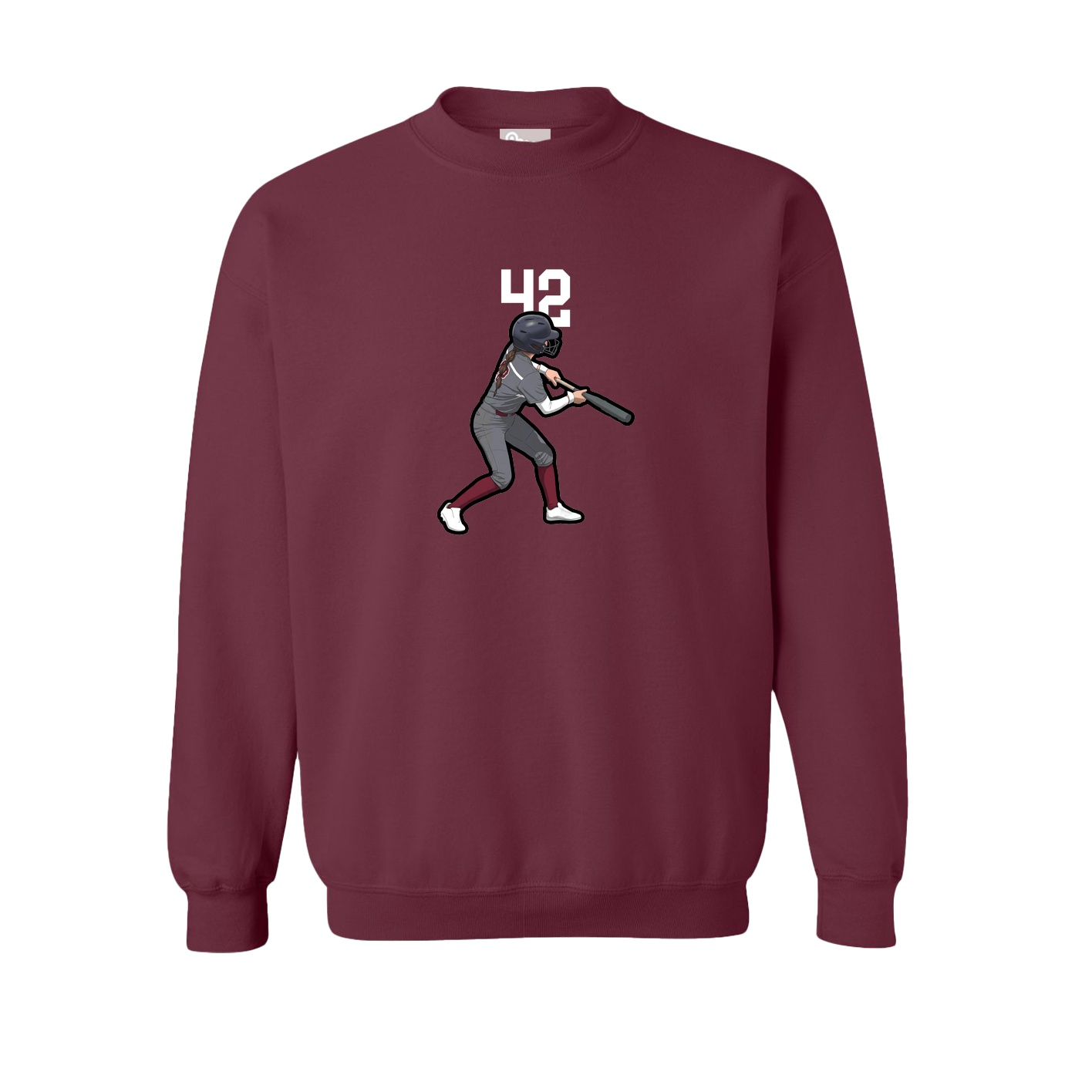 Fleece Crew — Number Top in Maroon