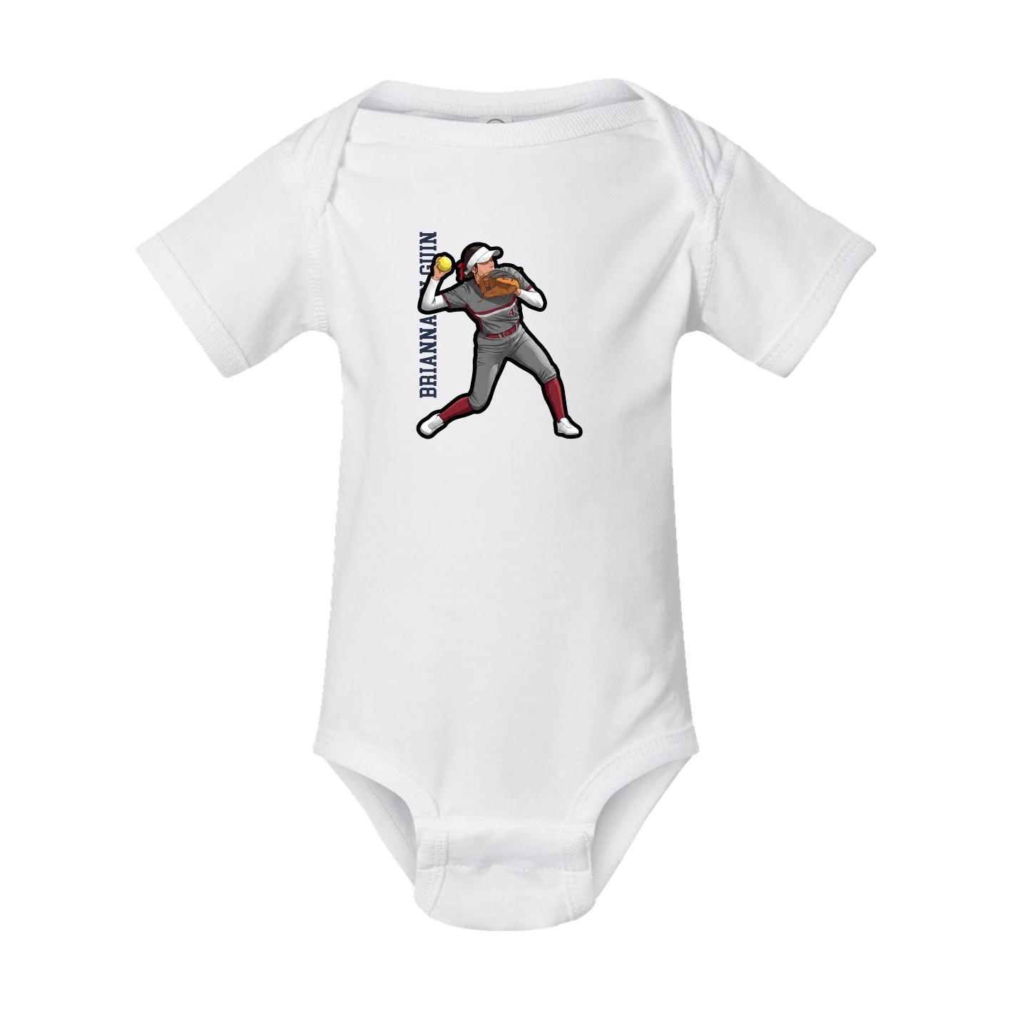 Baby Onesie — Name Vertical in White