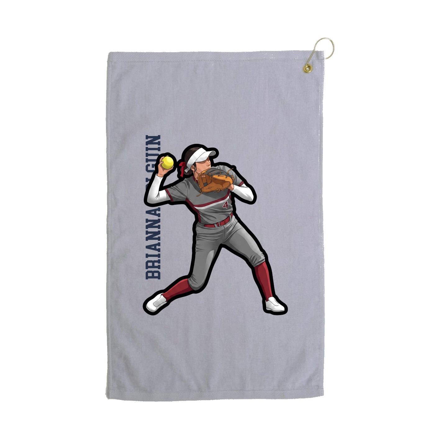 Golf Towel — Name Vertical in Grey
