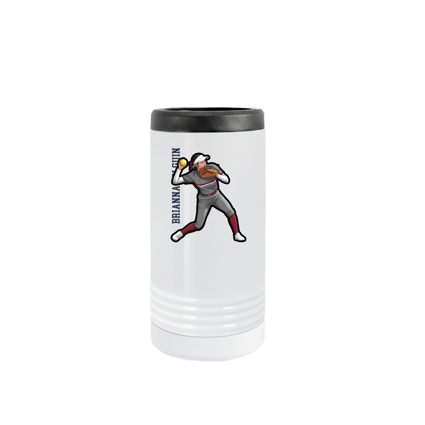 Slim Beverage Holder — Name Vertical in White