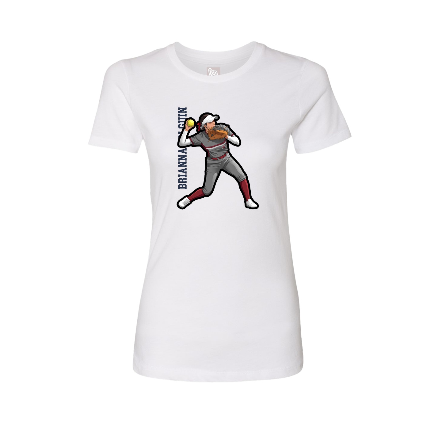 Fitted Women's Tee — Name Vertical in White