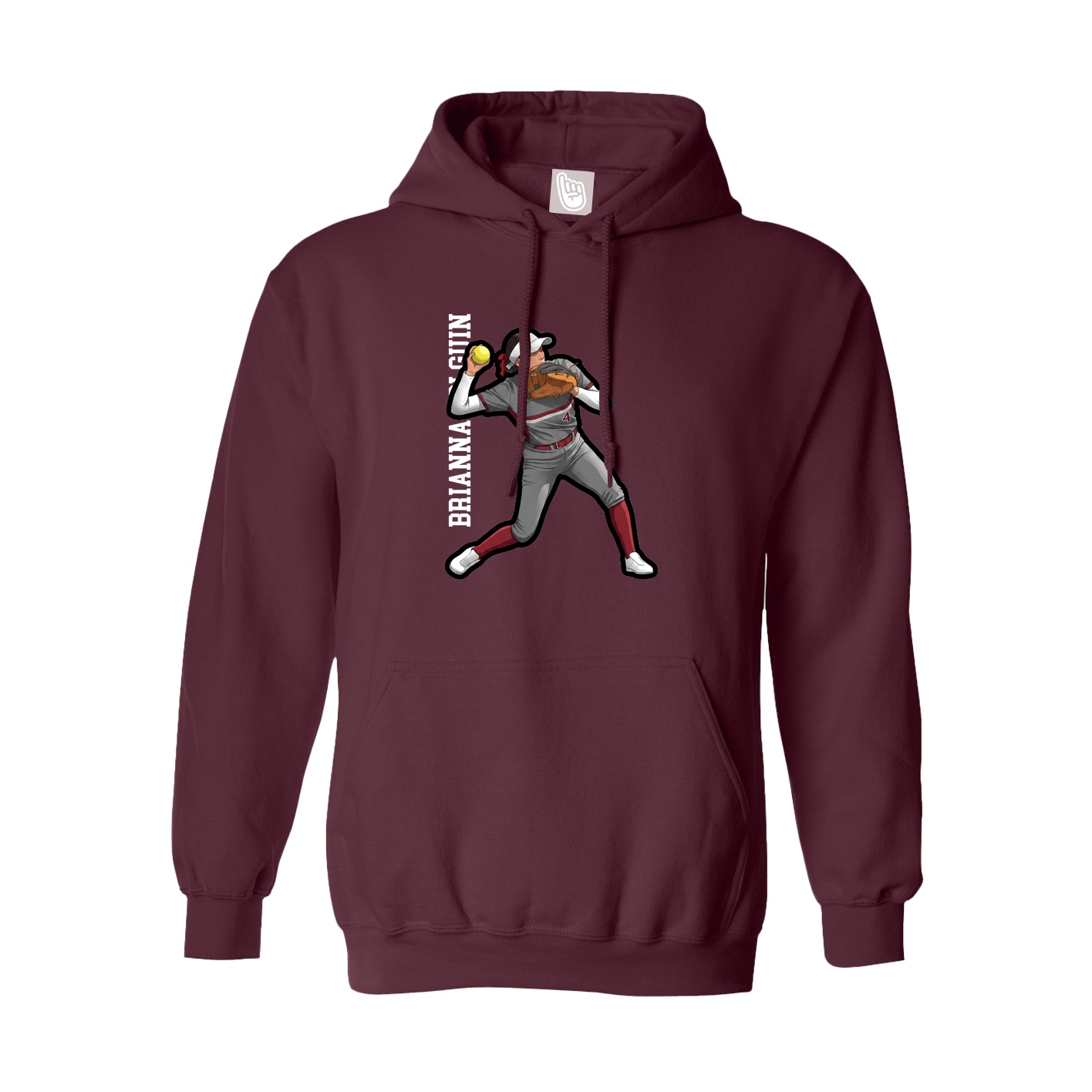 Youth Hoodie — Name Vertical in Maroon