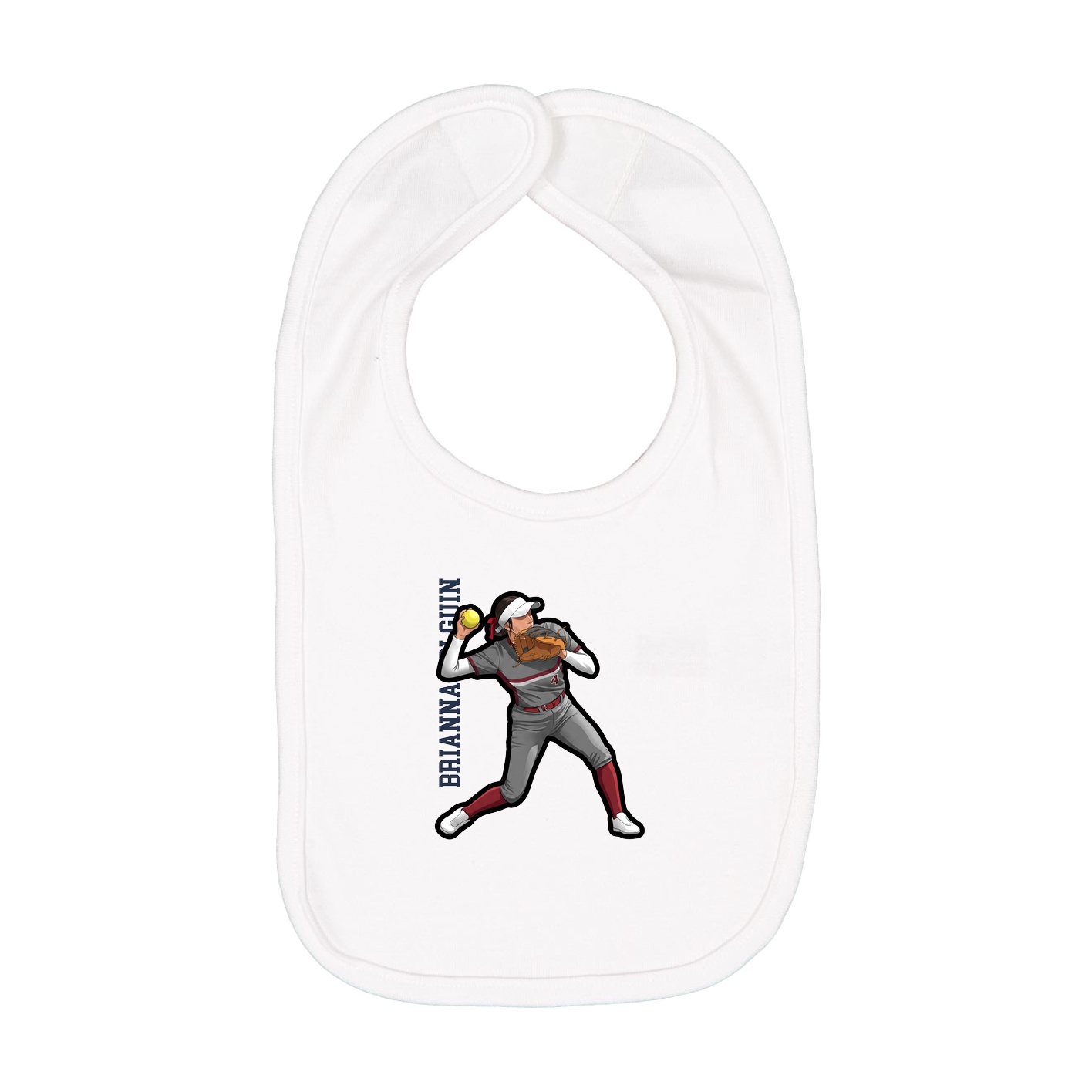 Infant Bib — Name Vertical in White