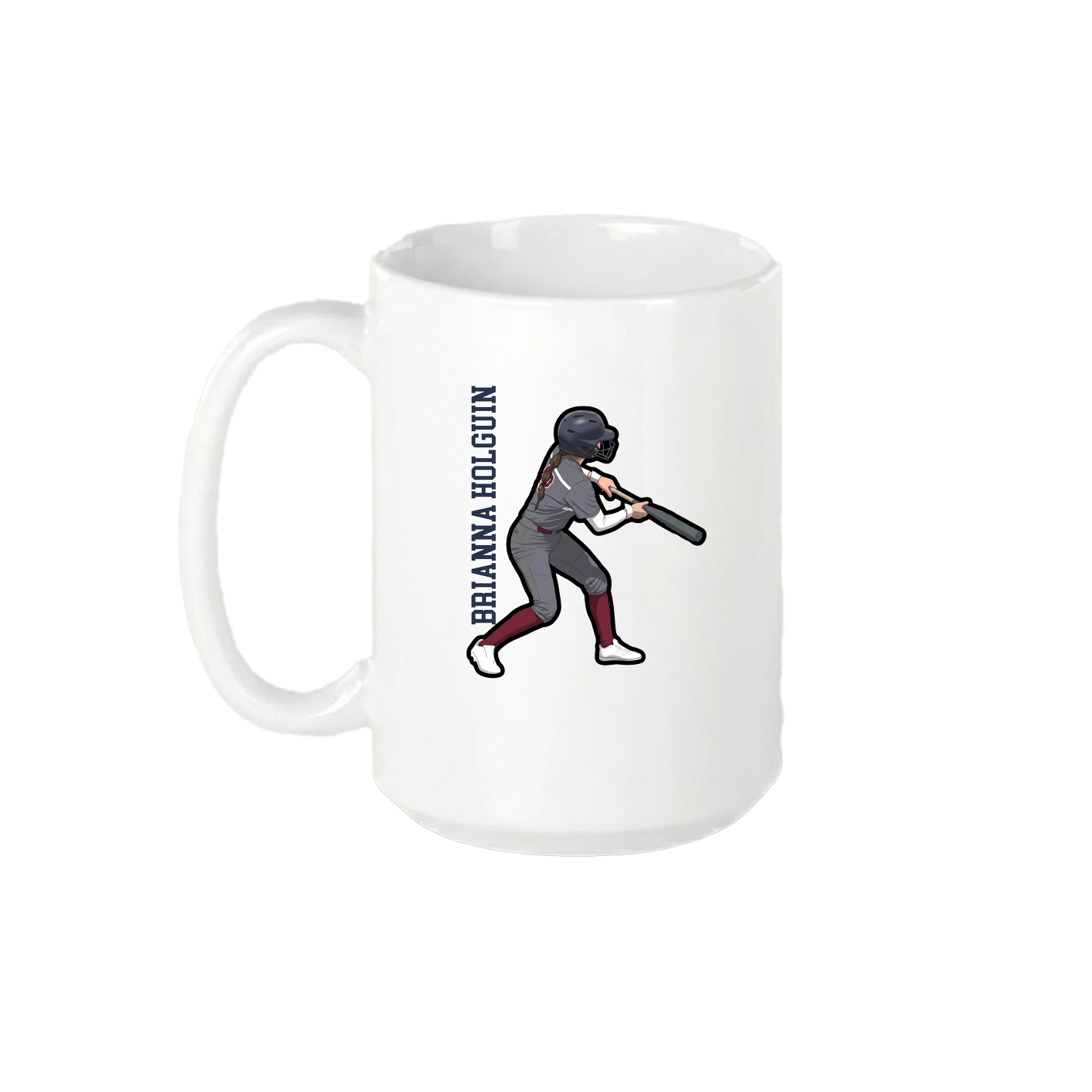 15oz Coffee Mug — Name Vertical in White
