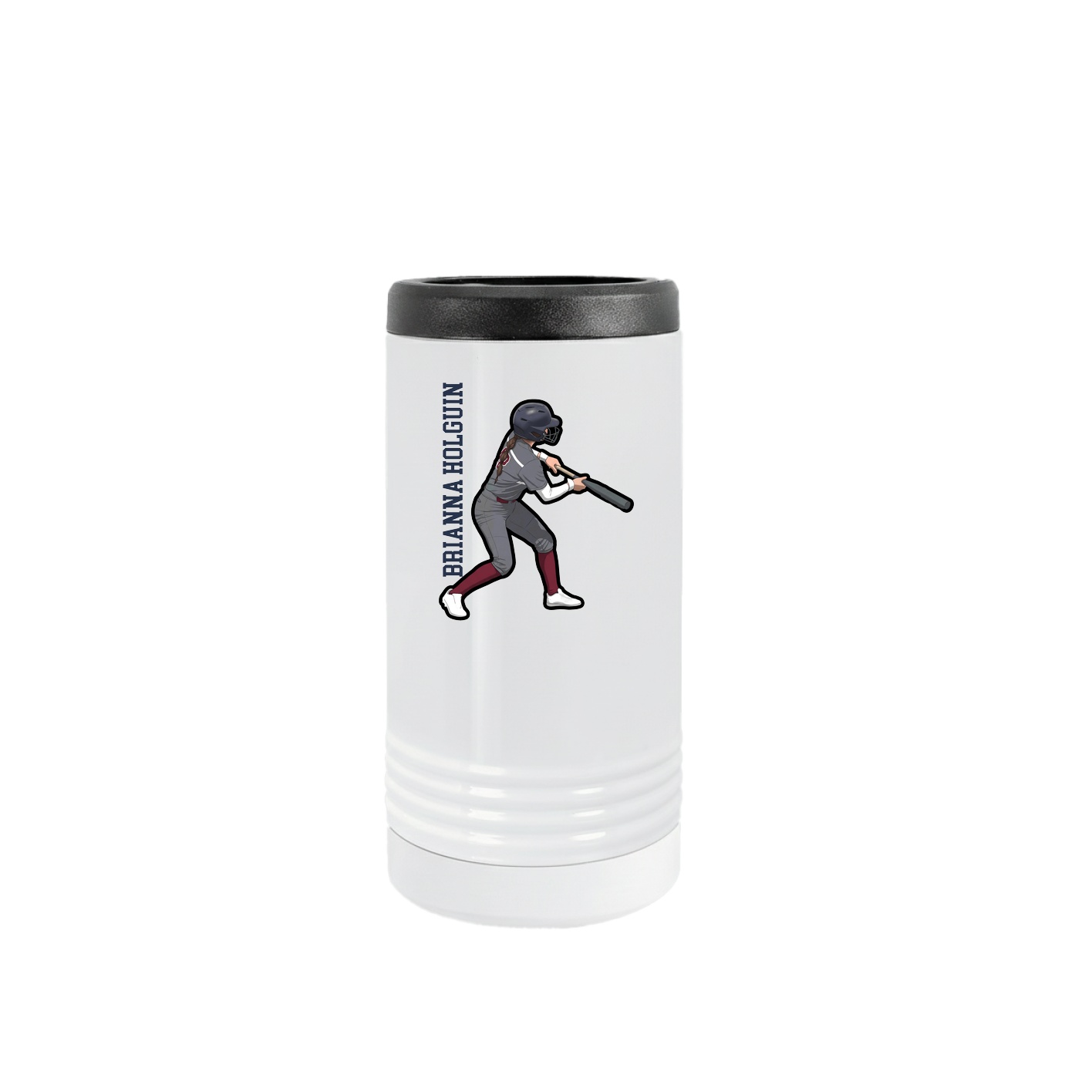 Slim Beverage Holder — Name Vertical in White