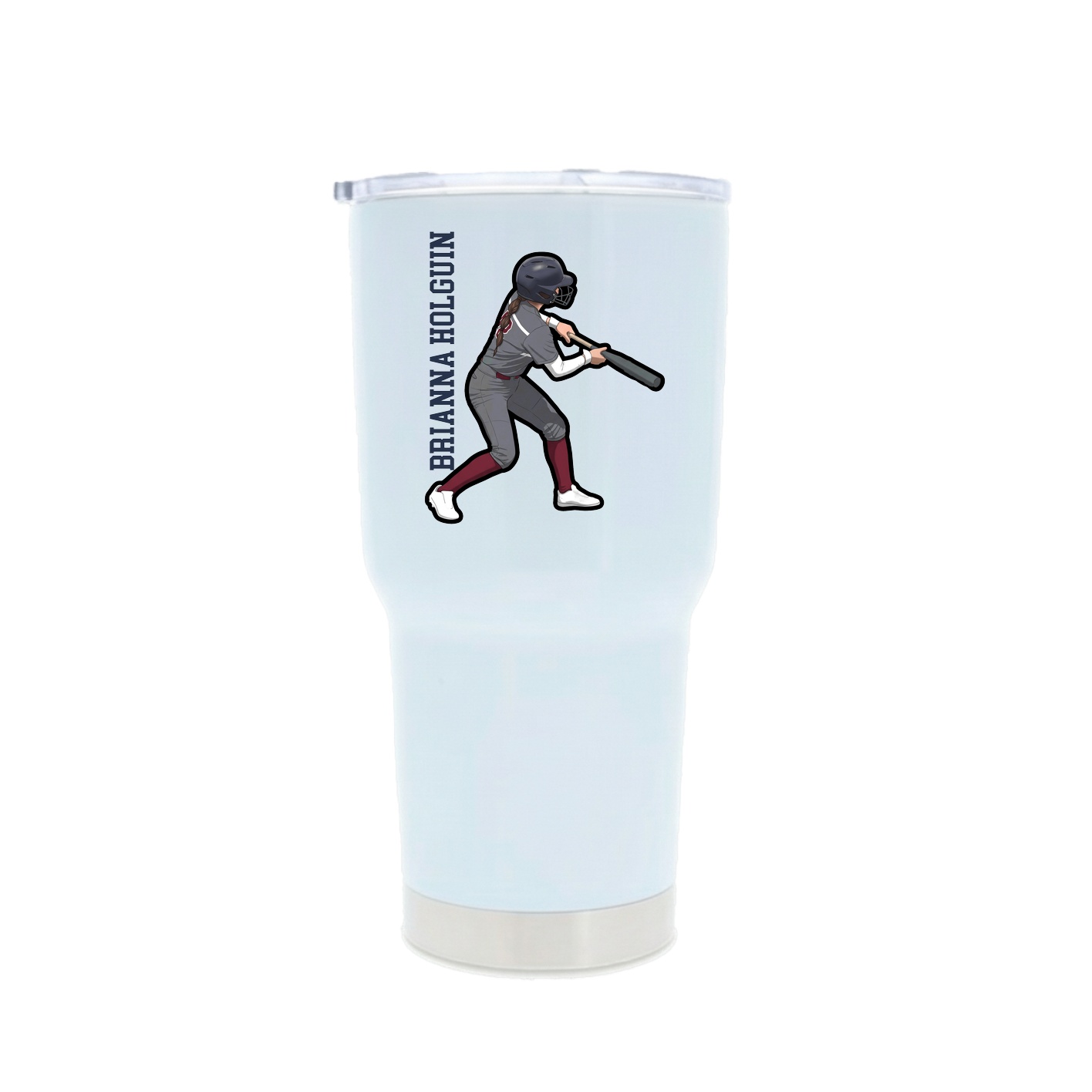 30oz Stainless Steel Tumbler — Name Vertical in White