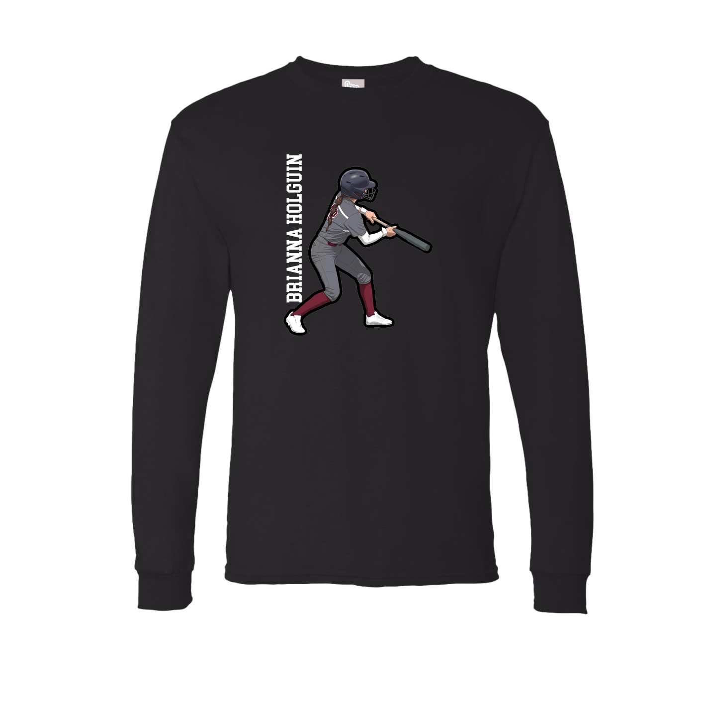 Long Sleeve Tee — Name Vertical in Black