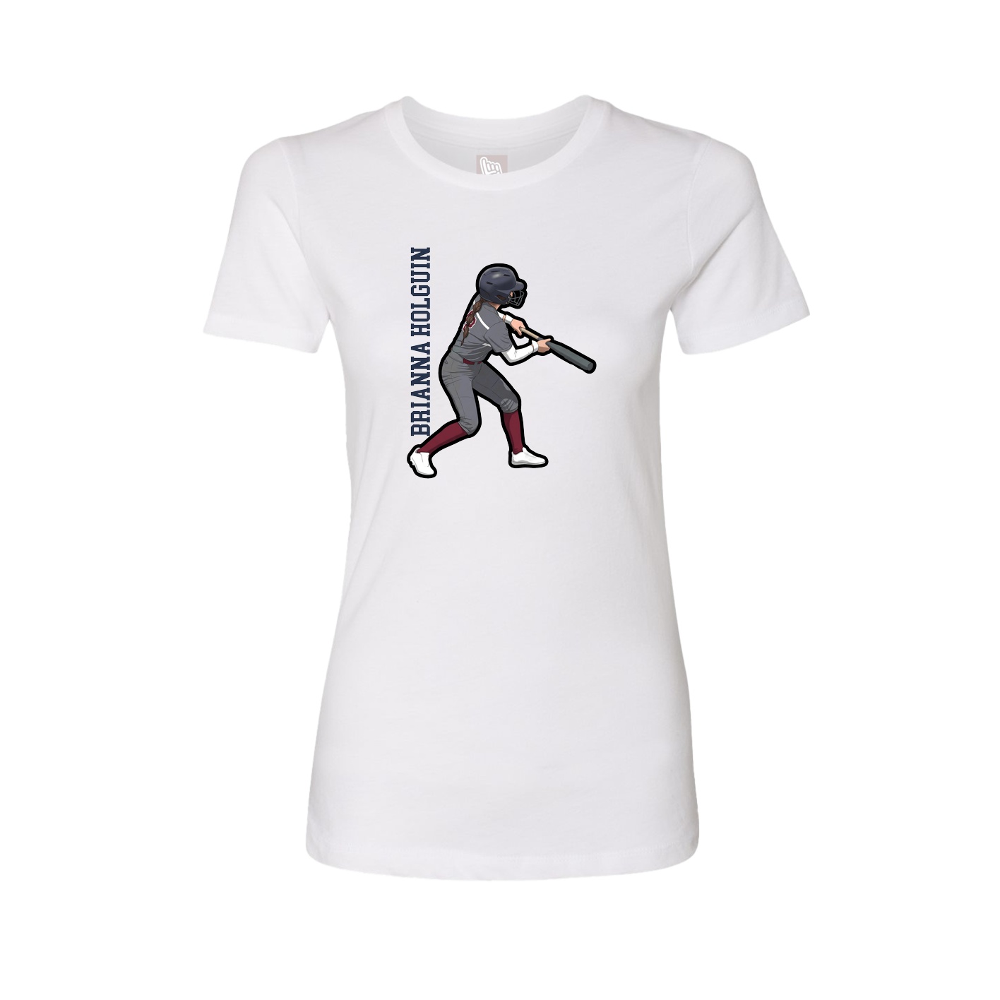 Fitted Women's Tee — Name Vertical in White