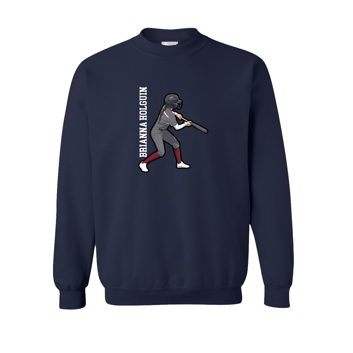 Fleece Crew — Name Vertical in Navy