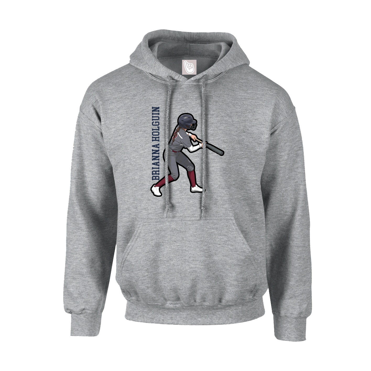 Youth Hoodie — Name Vertical in Grey