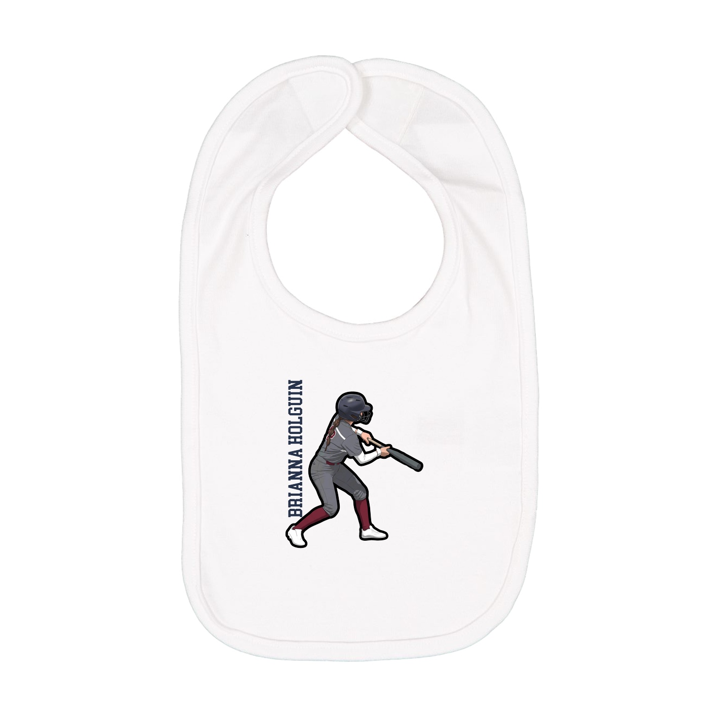 Infant Bib — Name Vertical in White