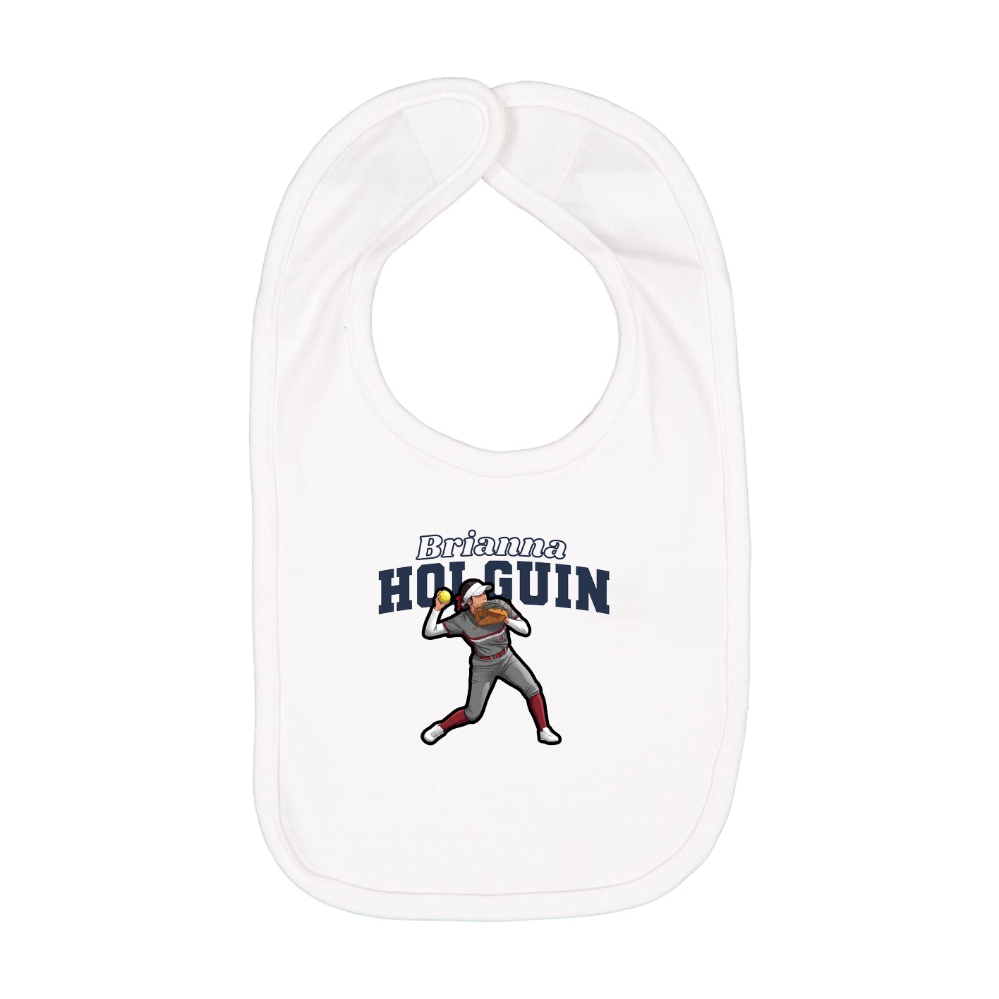 Infant Bib — Name Arch in White