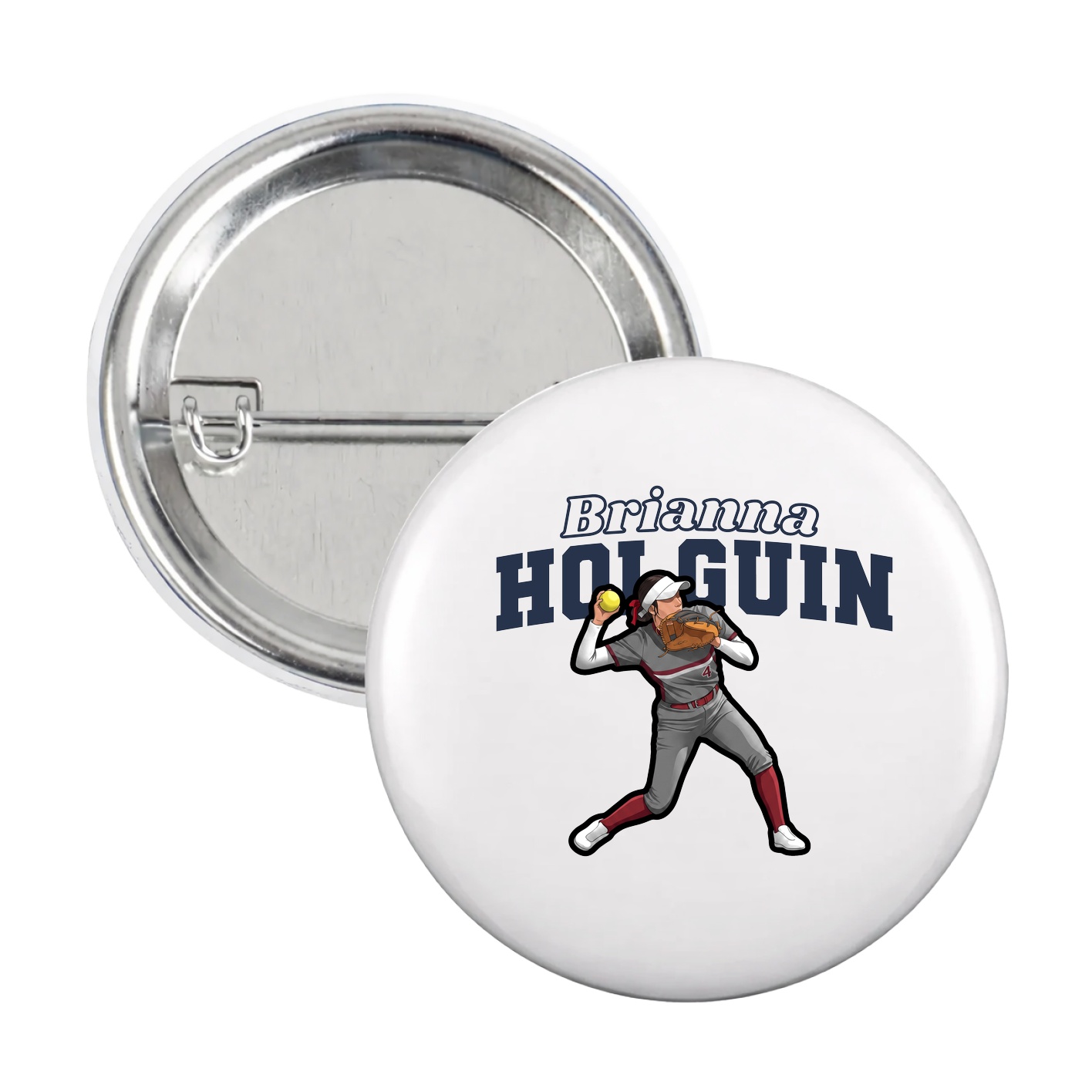 Game Day Button — Name Arch in White