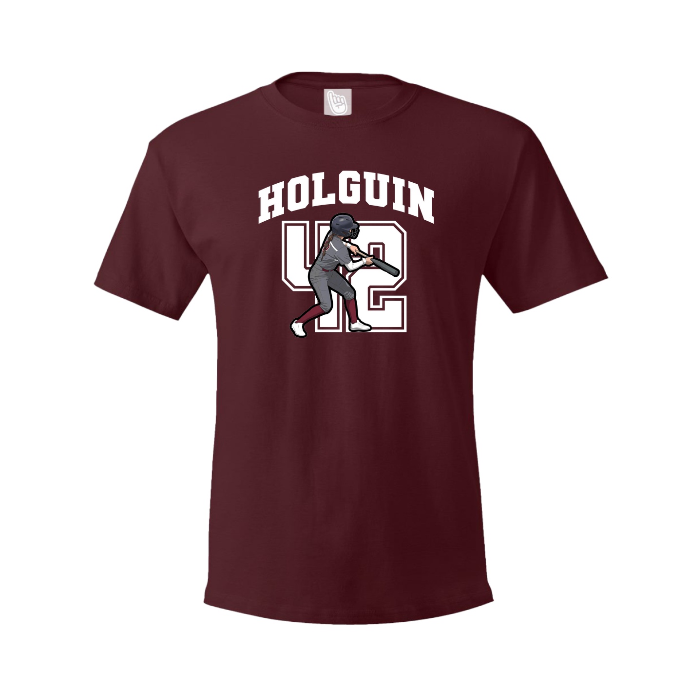 Youth Tee — Number in Maroon
