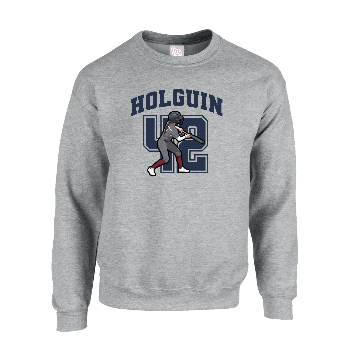 Fleece Crew — Number in Grey