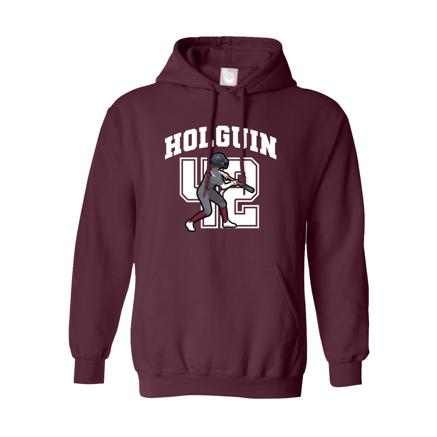 Youth Hoodie — Number in Maroon