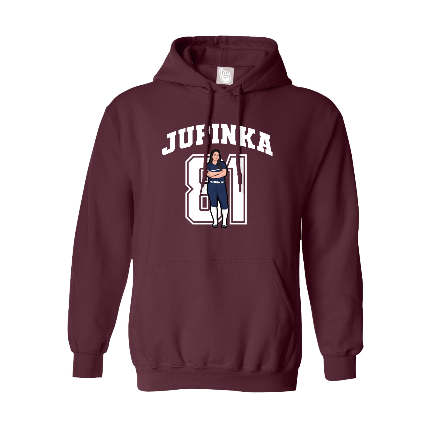Youth Hoodie — Number in Maroon