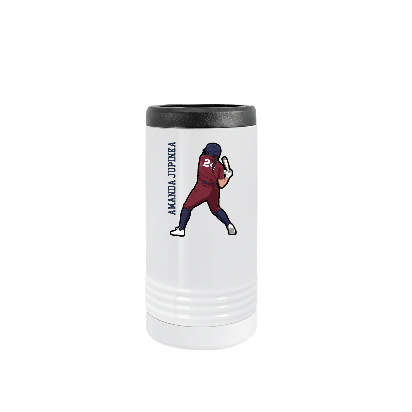 Slim Beverage Holder — Name Vertical in White