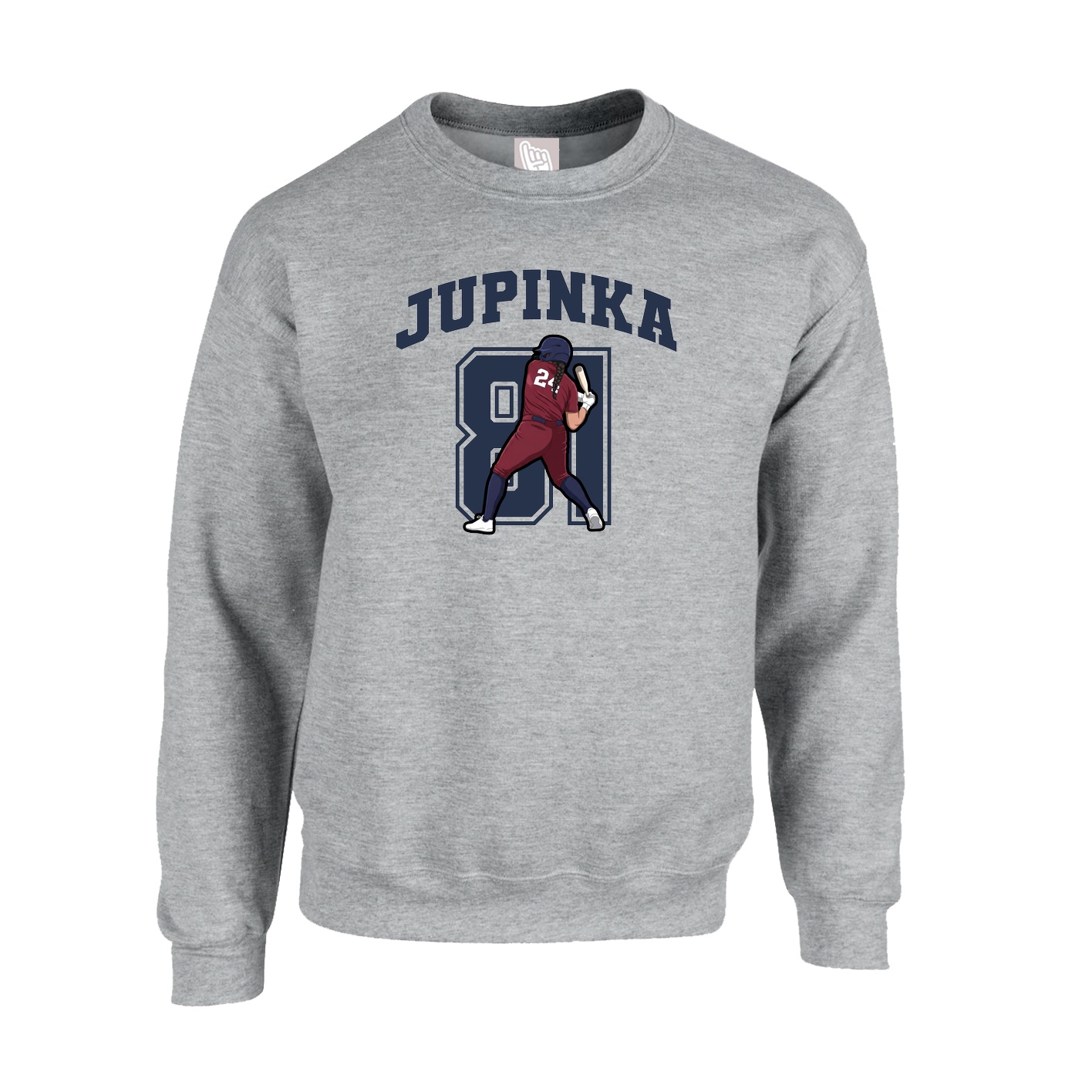 Fleece Crew — Number in Grey