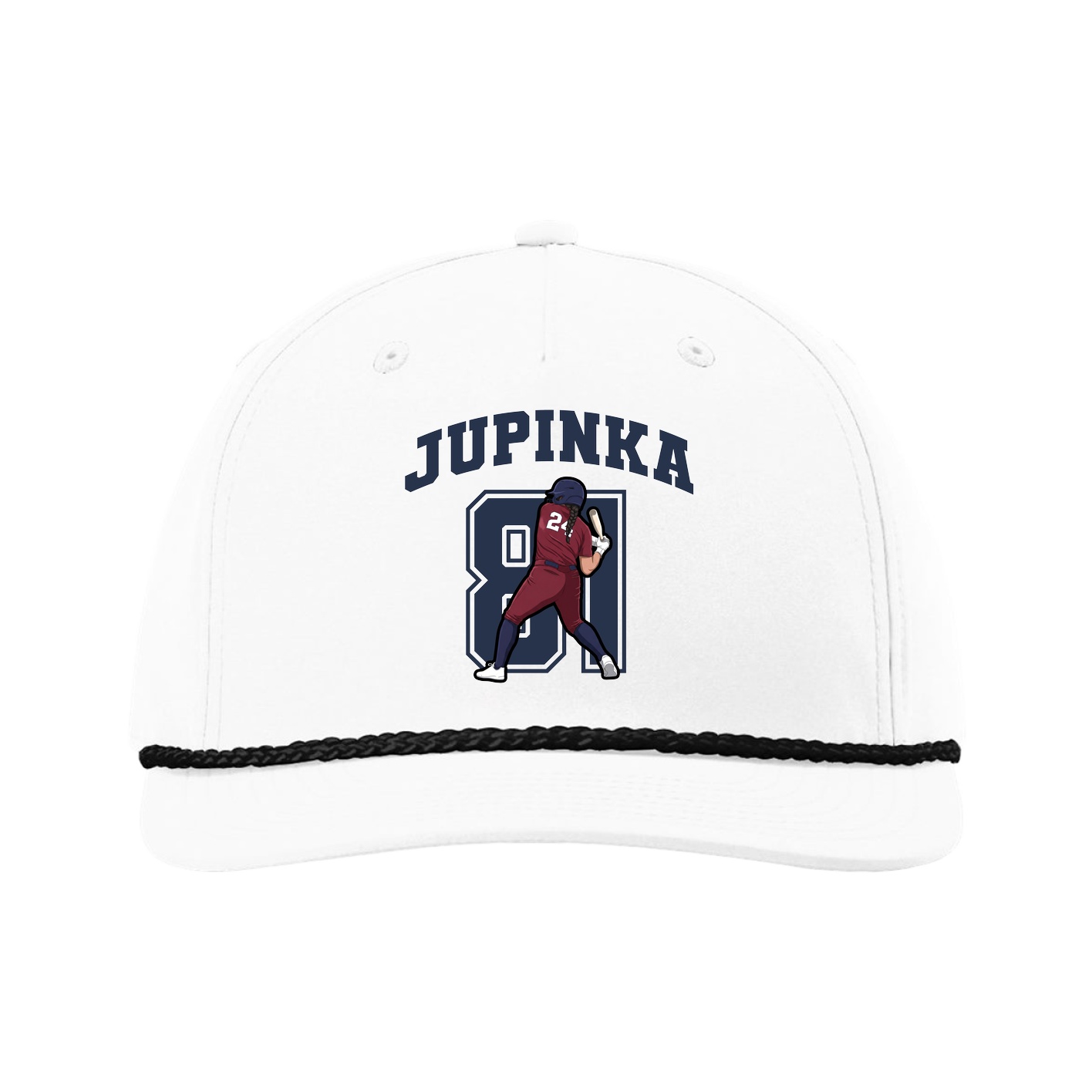 Five-Panel Classic Rope Cap — Number in White
