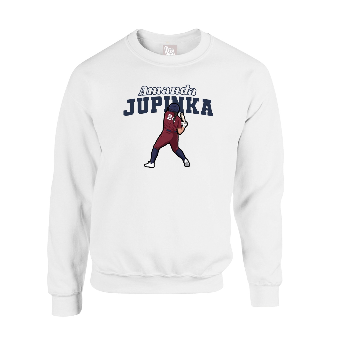 Fleece Crew — Name Arch in White