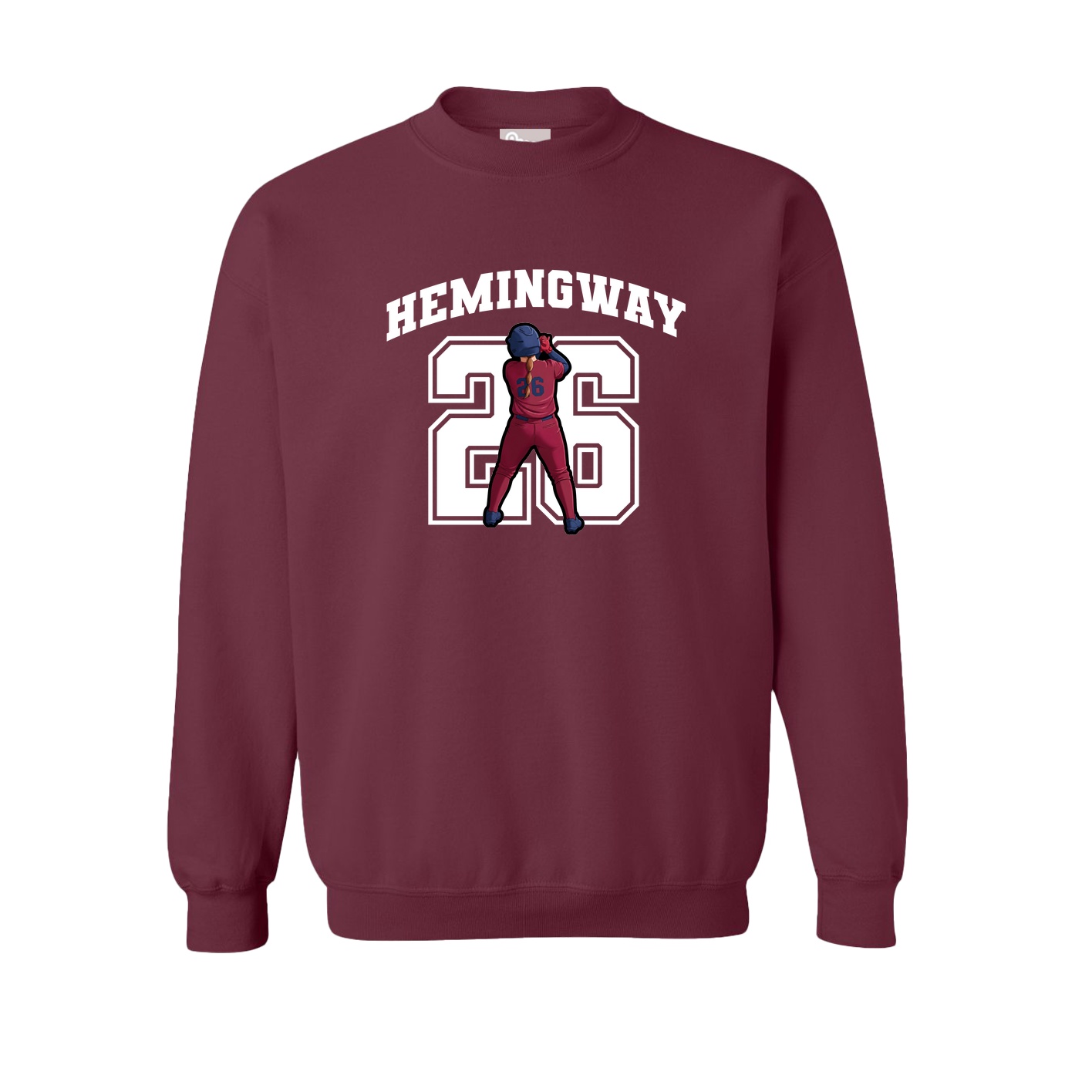 Fleece Crew — Number in Maroon