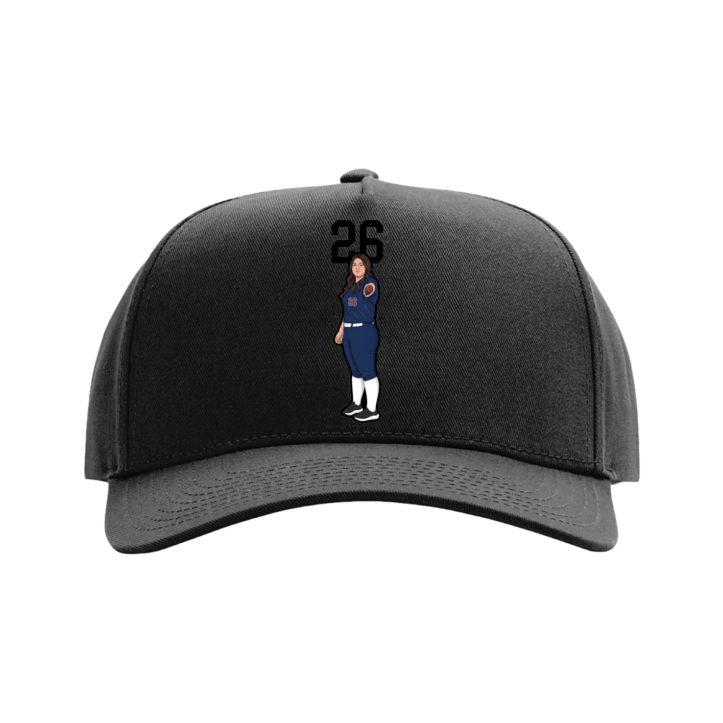 Full Fabric Five-Panel Champ Cap — Number Top in Black
