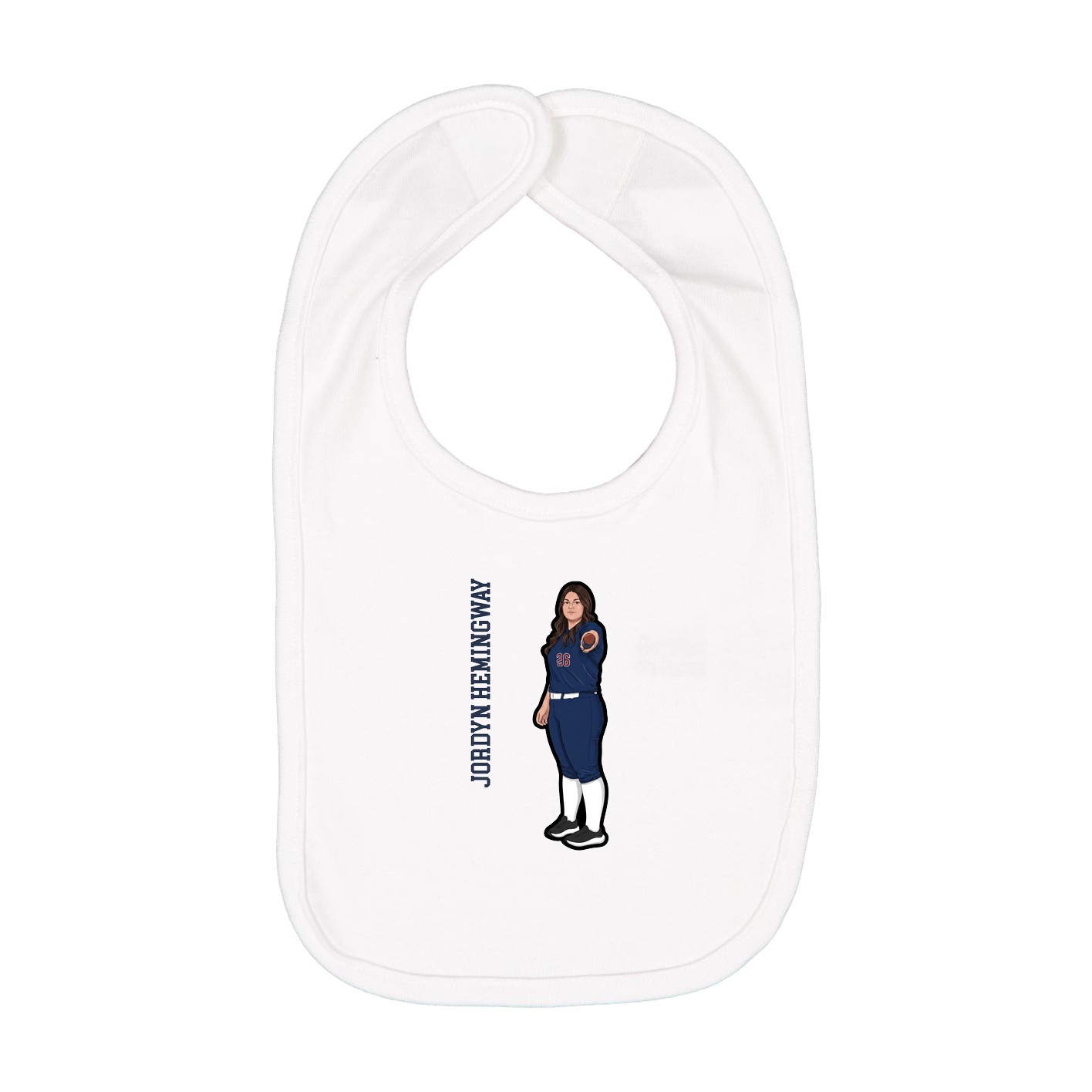 Infant Bib — Name Vertical in White