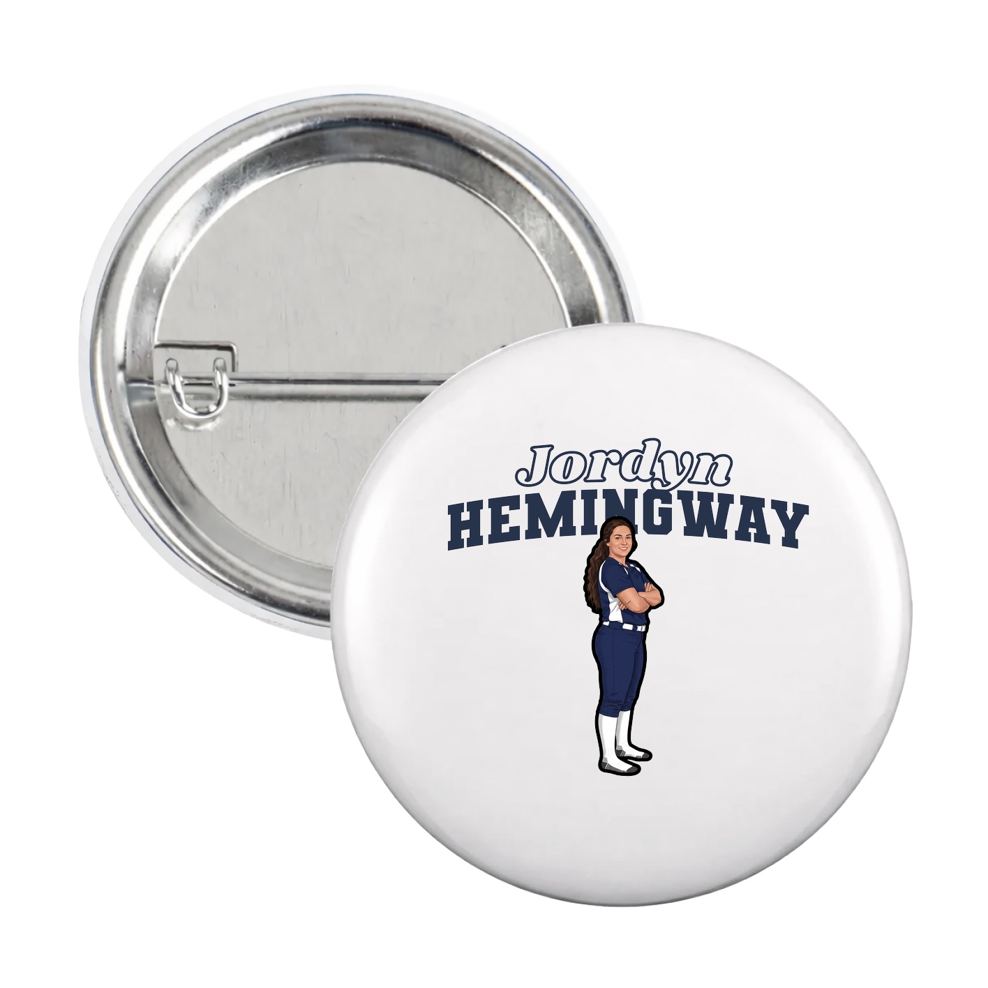 Game Day Button — Name Arch in White