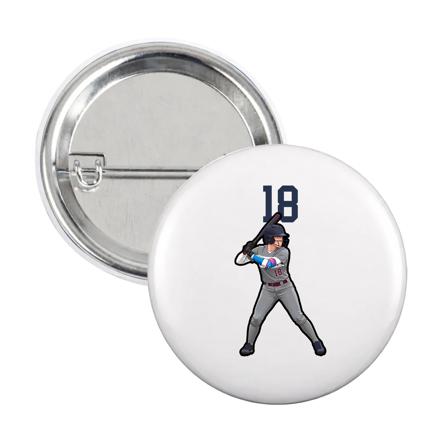 Game Day Button — Number Top in White