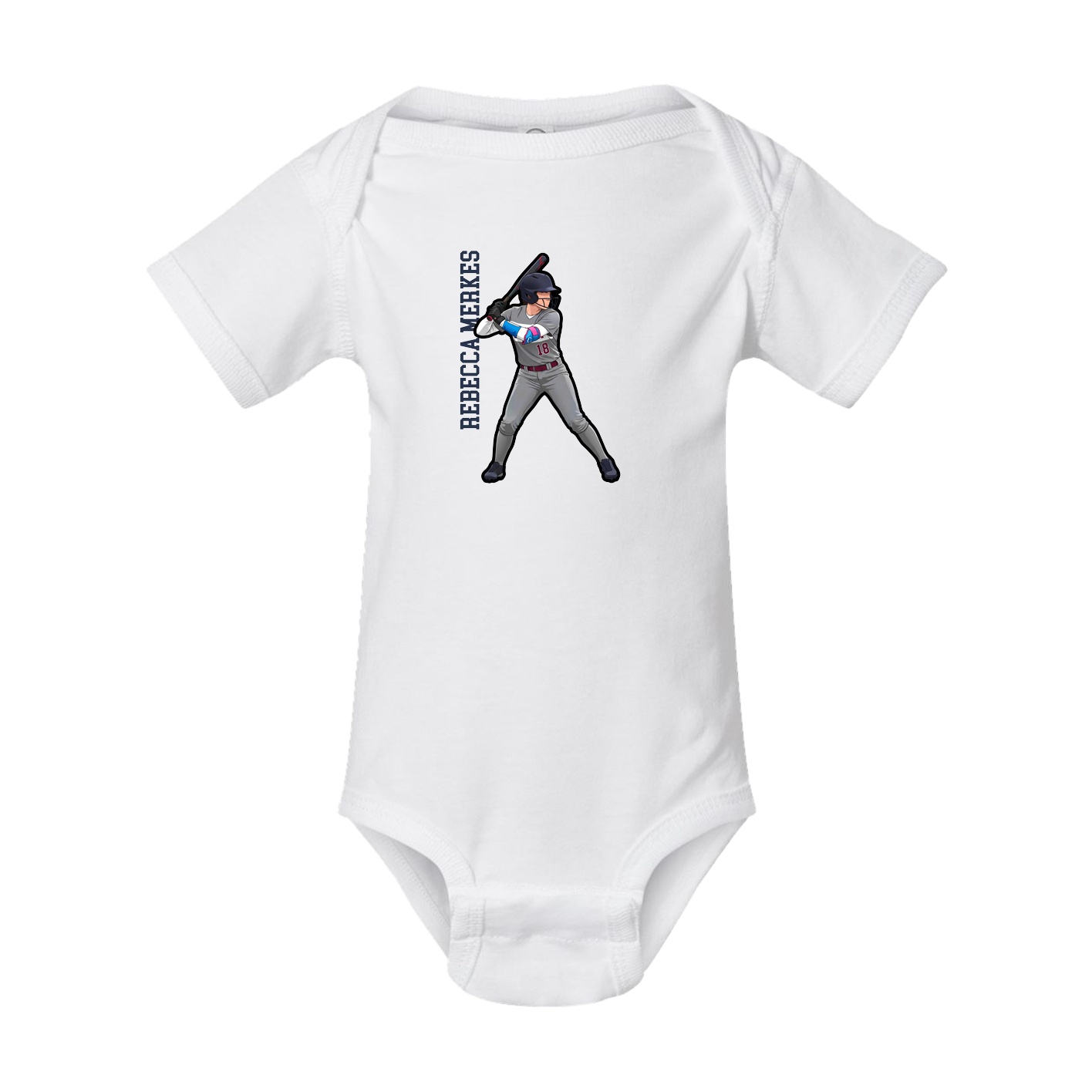 Baby Onesie — Name Vertical in White