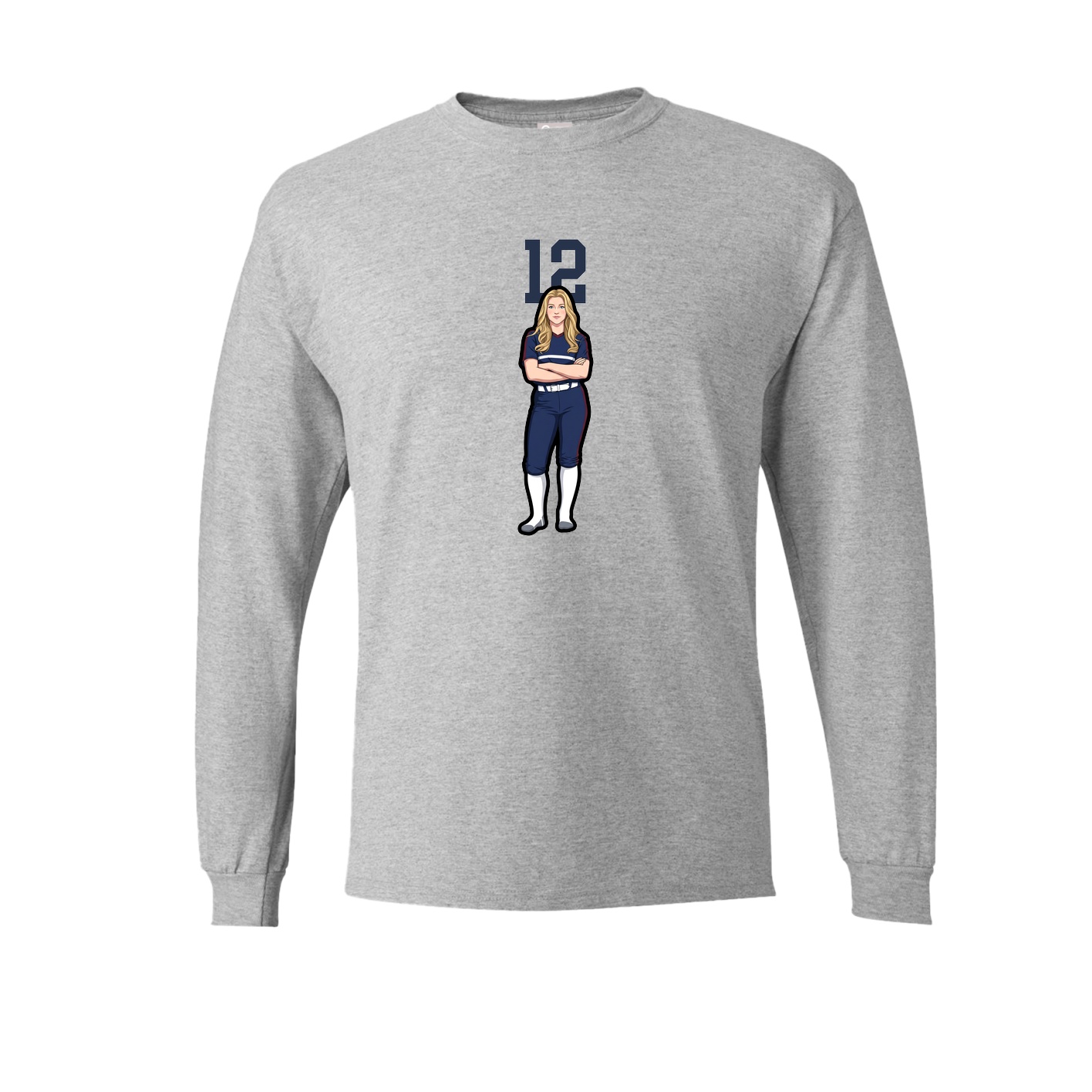 Long Sleeve Tee — Number Top in Grey