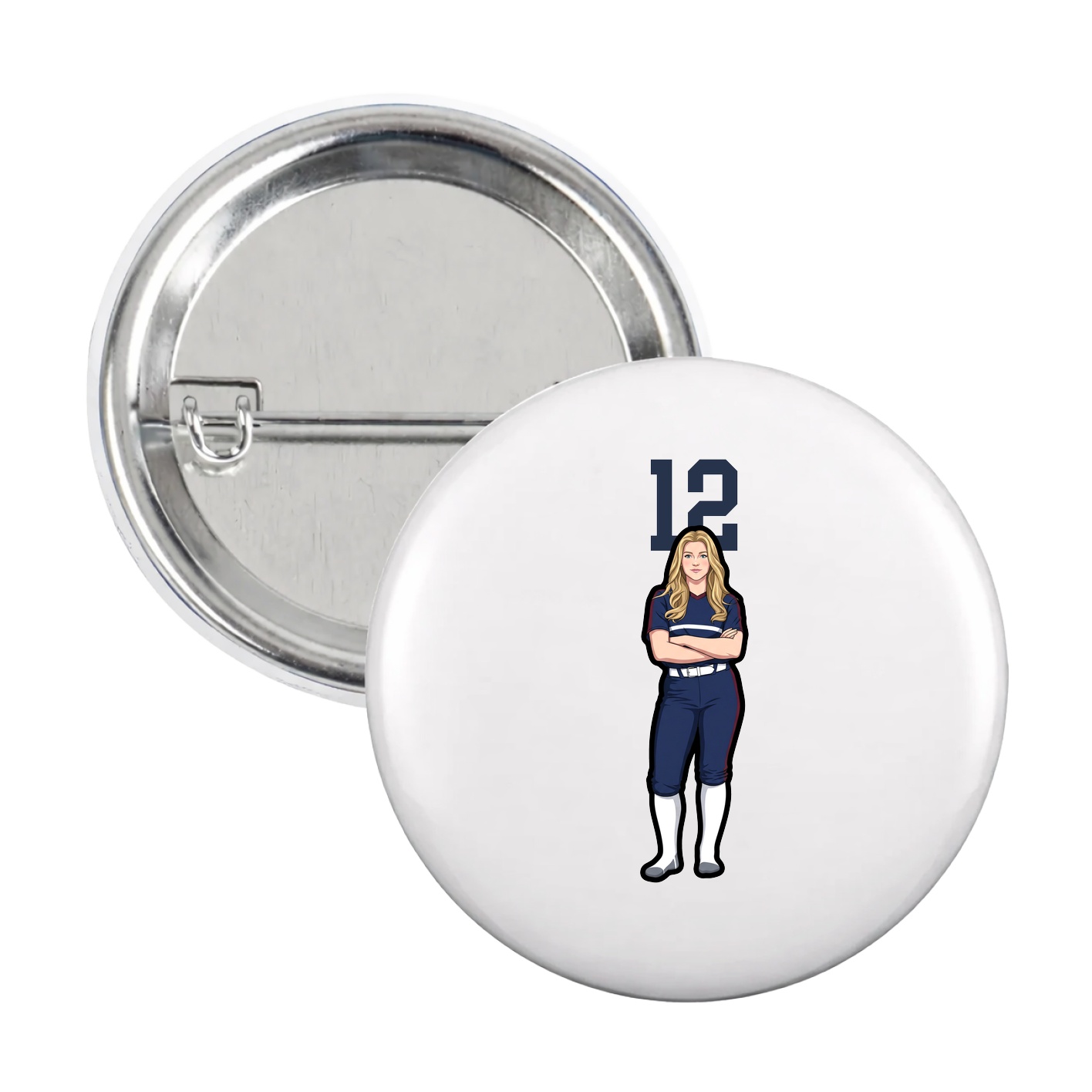 Game Day Button — Number Top in White