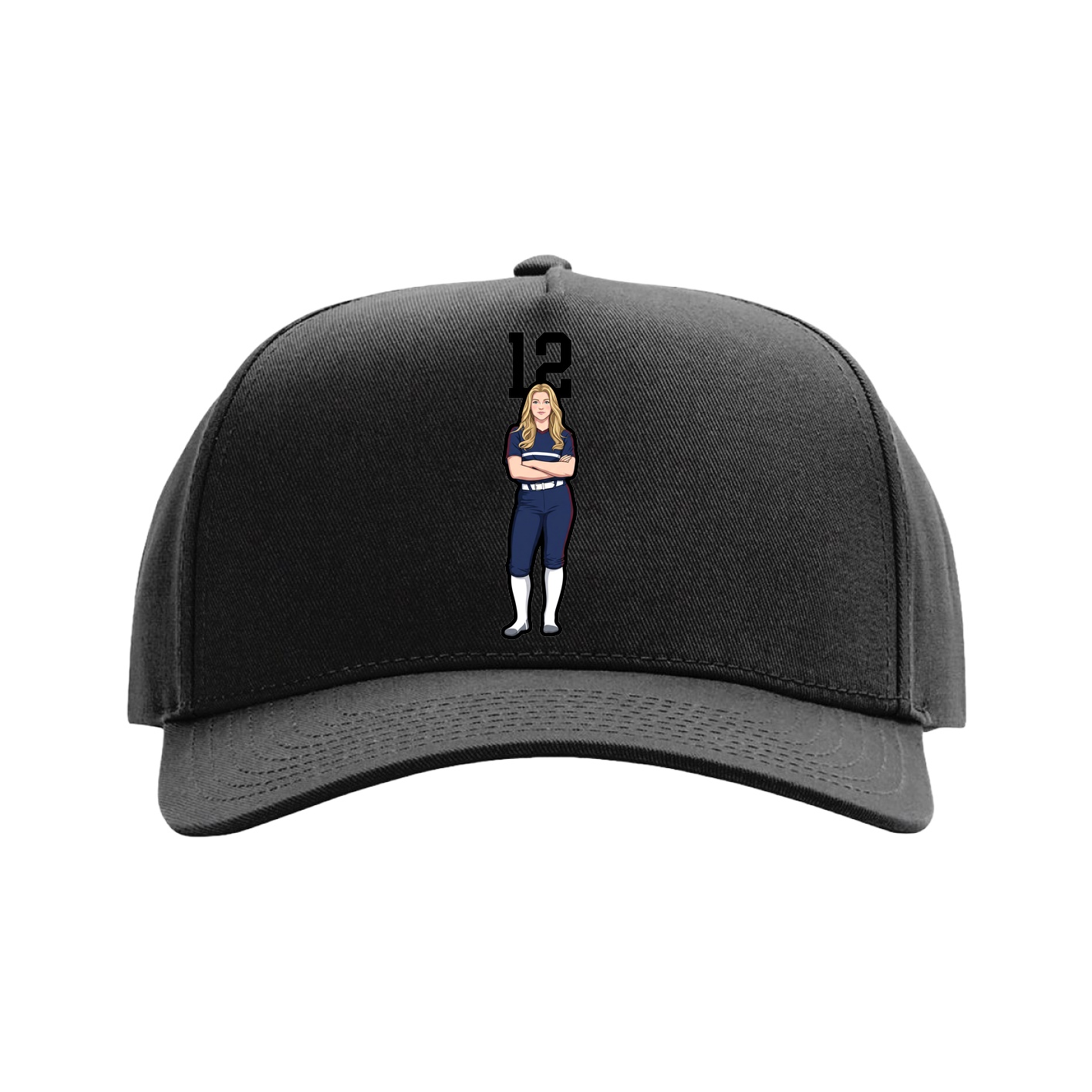 Full Fabric Five-Panel Champ Cap — Number Top in Black