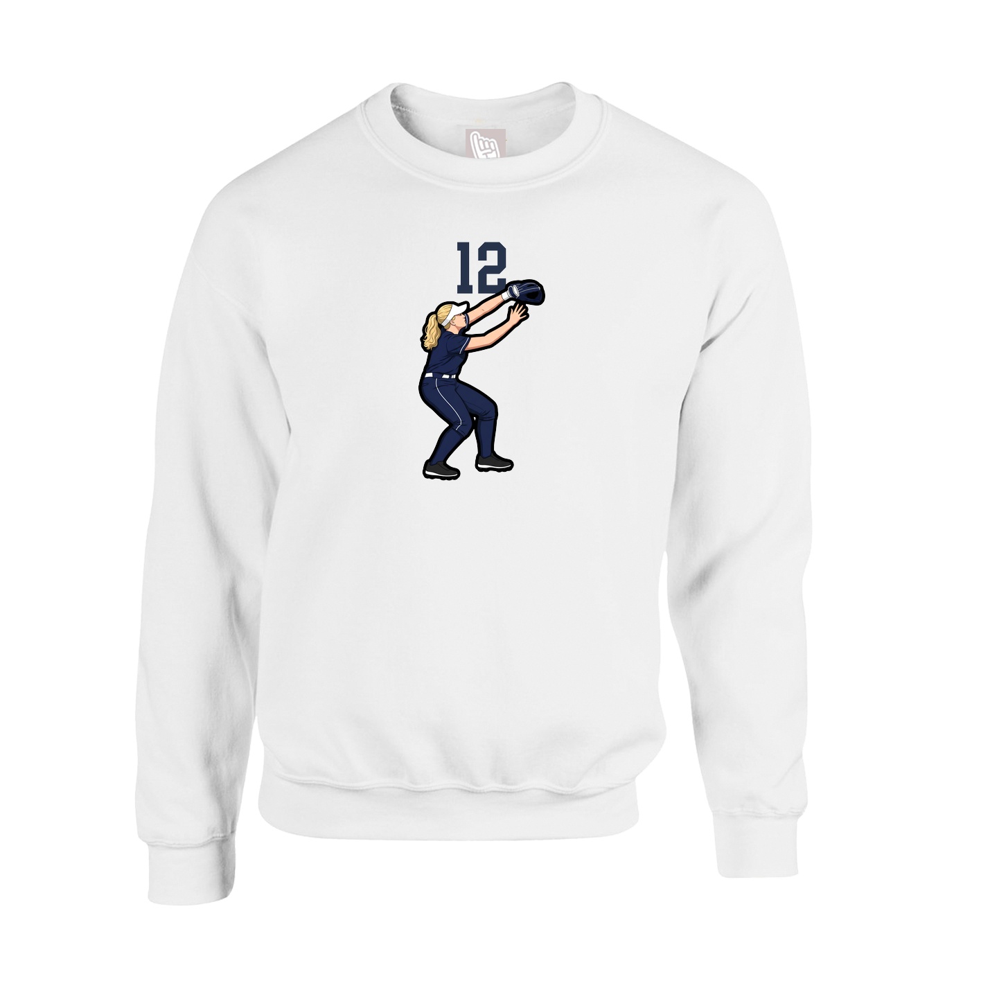 Fleece Crew — Number Top in White